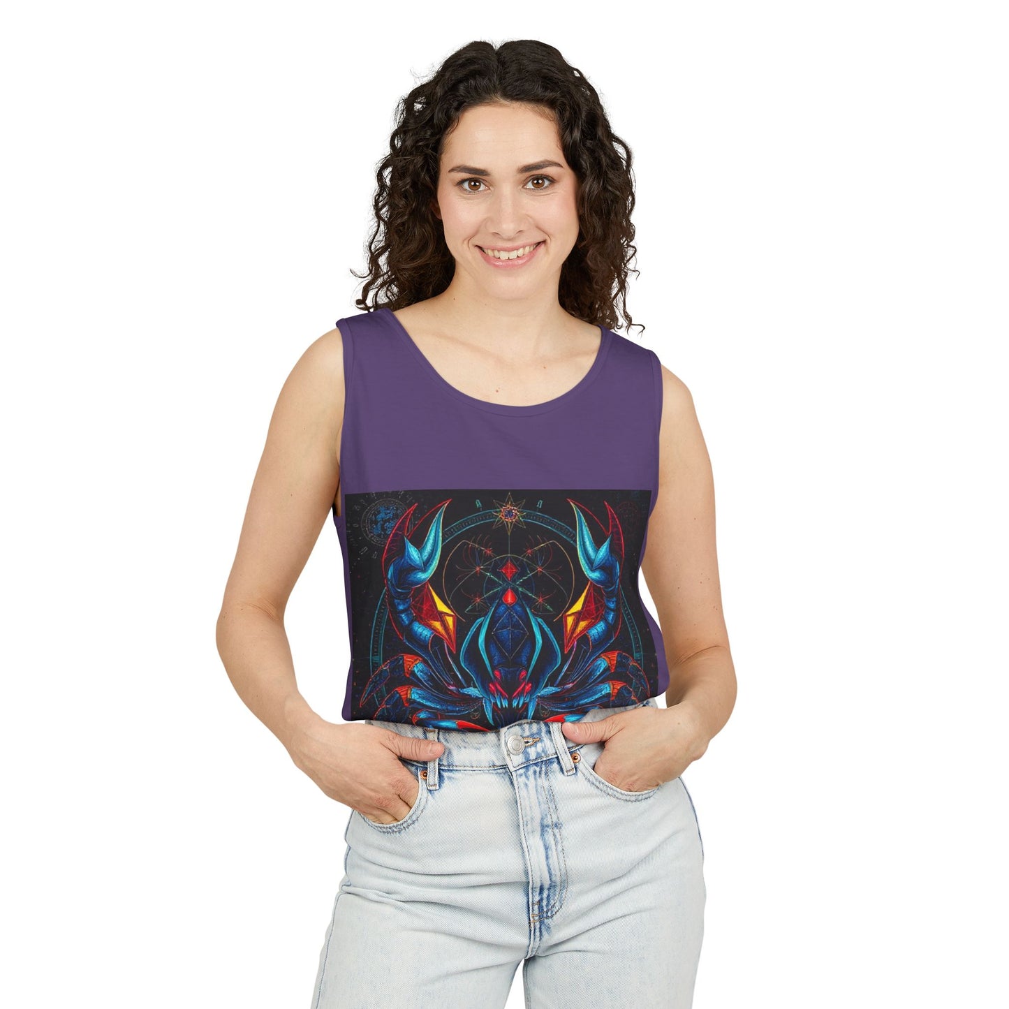 Unisex Garment-Dyed, Tank Top, Scorpio Design, Pop Art v1, 100% US cotton