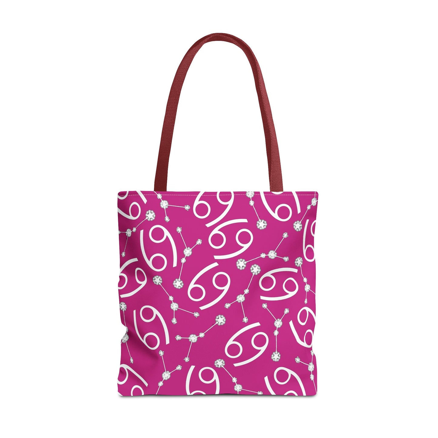 Tote Bag, Cancer Zodiac Sign, AOP, (Pink, White)