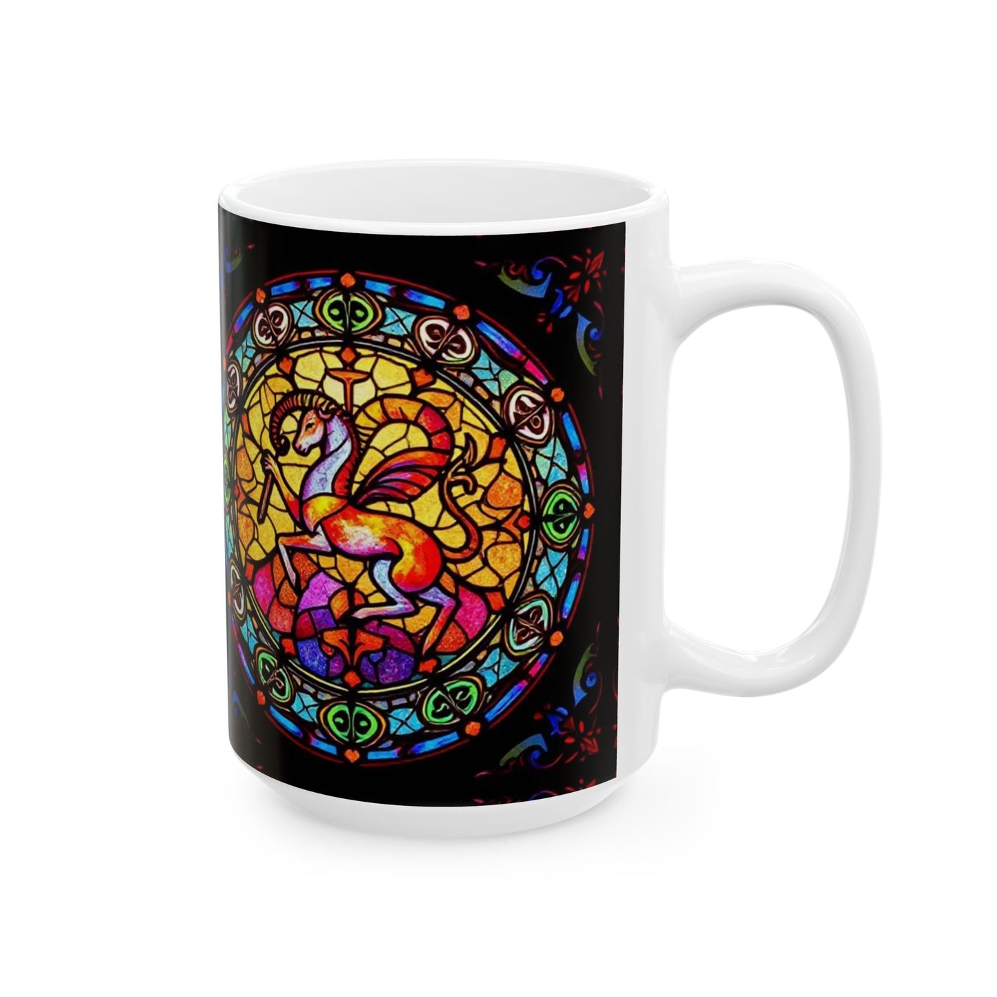 Ceramic Mug, (11oz, 15oz), Ceramic Coffee Mug, AOP, Glass Design, Aries Zodiac