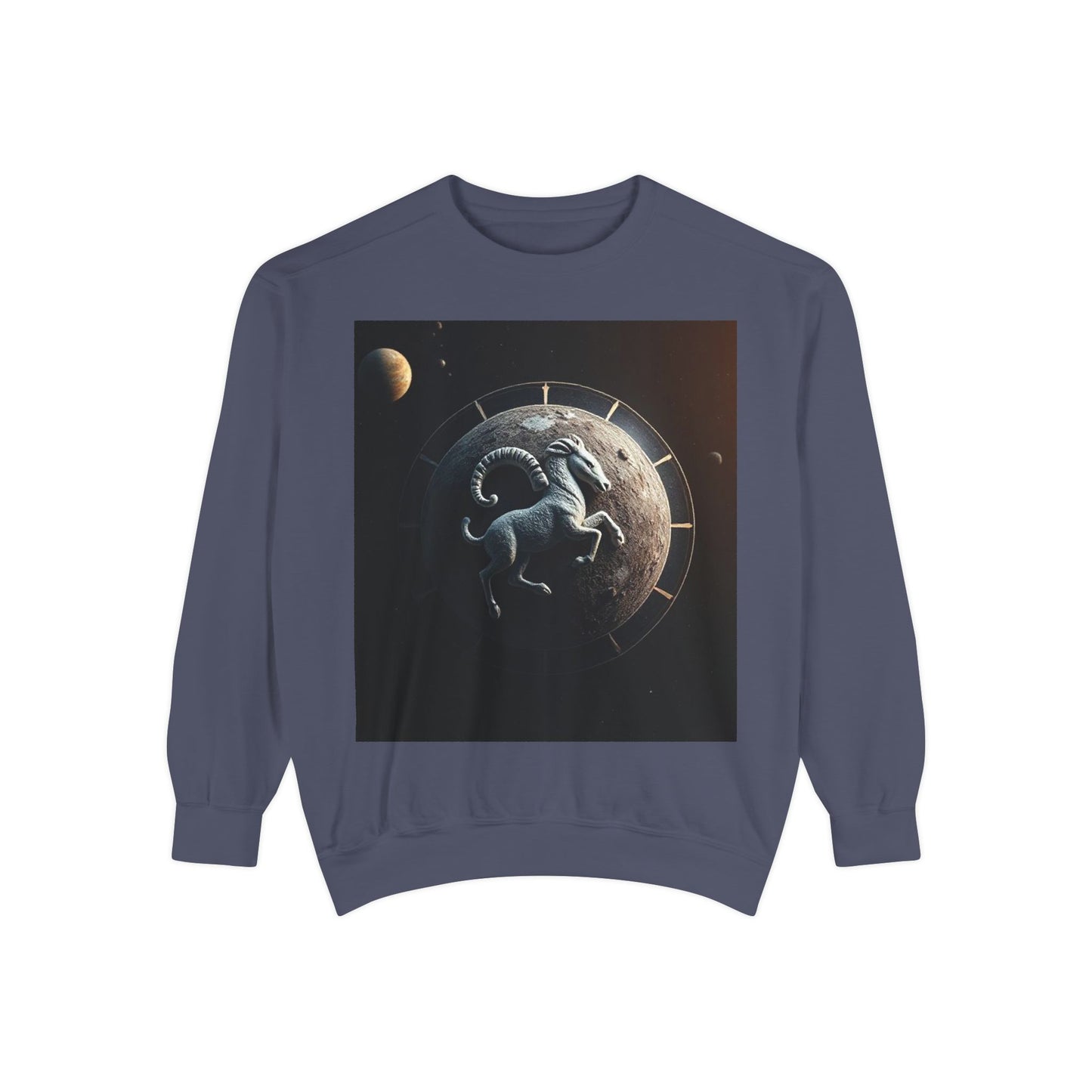 Garment-Dyed Sweatshirt, Unisex, Space Animal Design, Aries