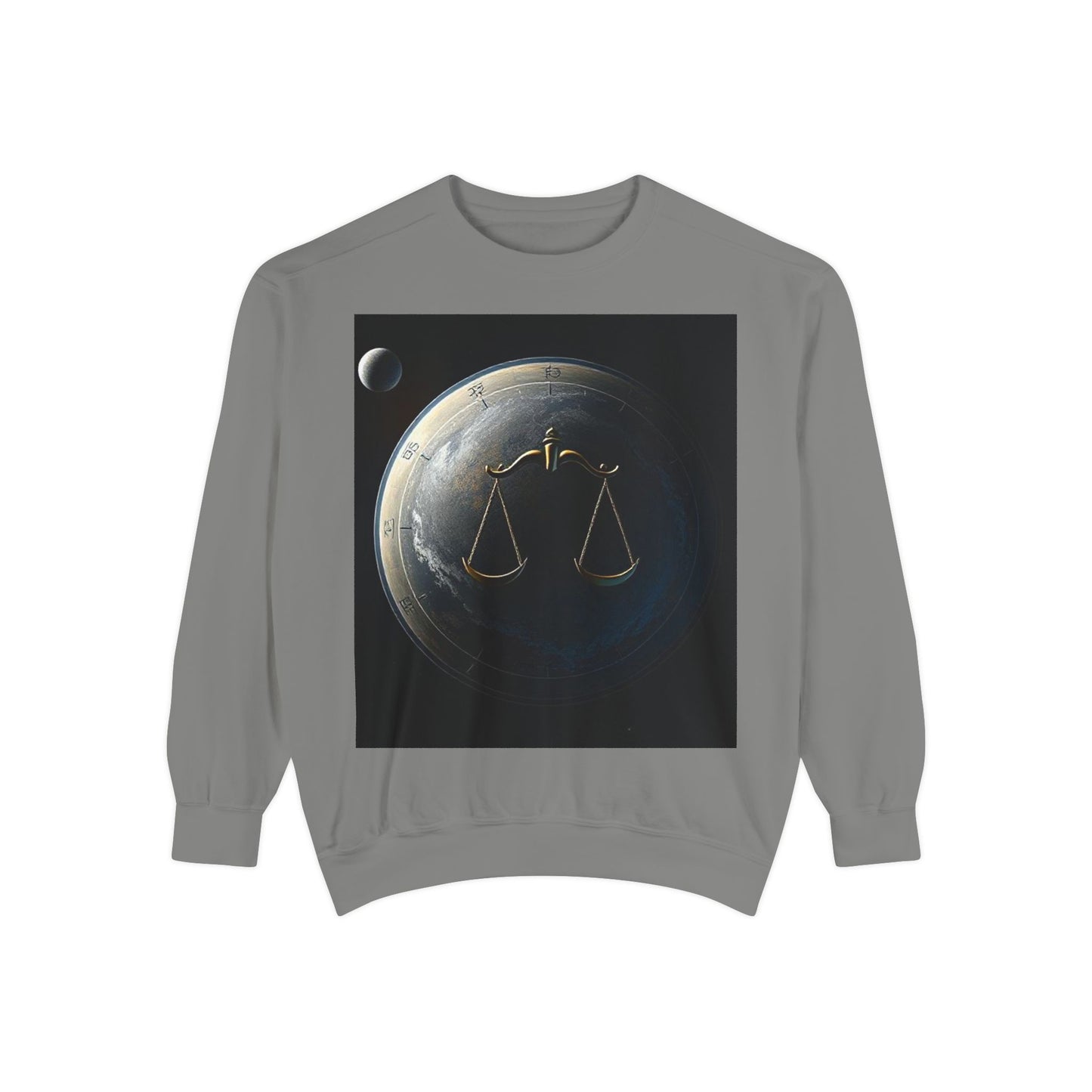 Garment-Dyed Sweatshirt, Unisex, Space Animal Design, Libra