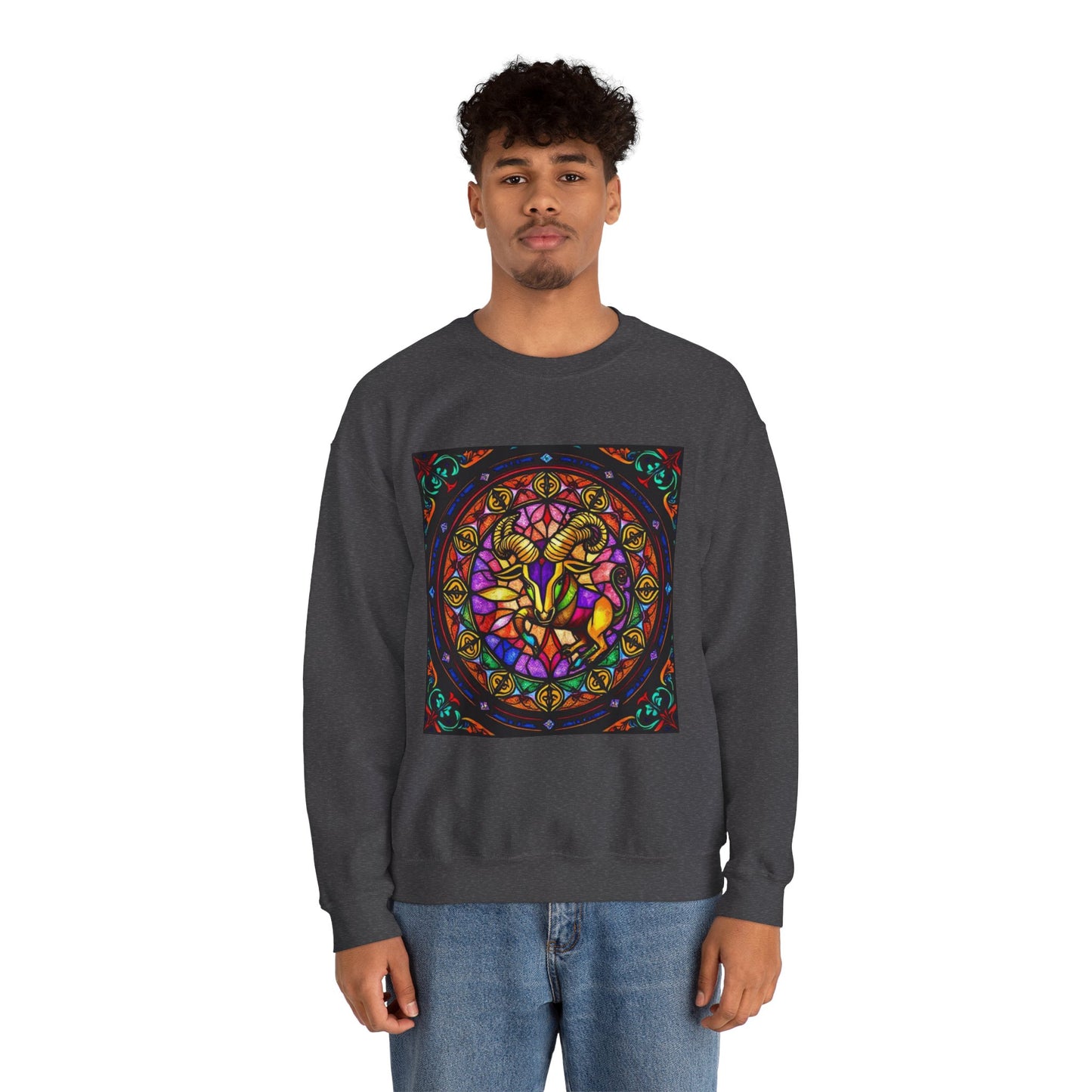 Unisex Heavy Blend™ Crewneck Sweatshirt, Glass 1, Taurus Zodiac Design