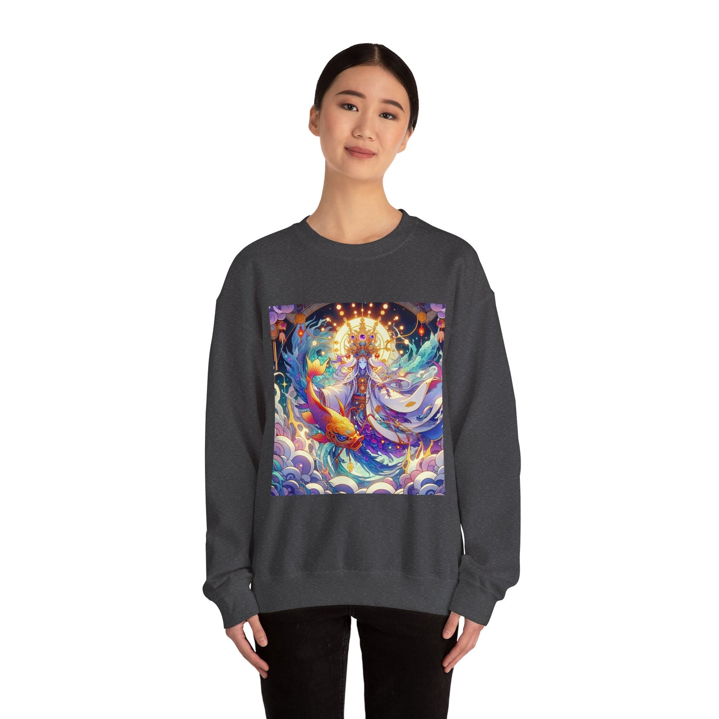 Unisex Heavy Blend™ Crewneck Sweatshirt, Anime Pisces King, Zodiac Design