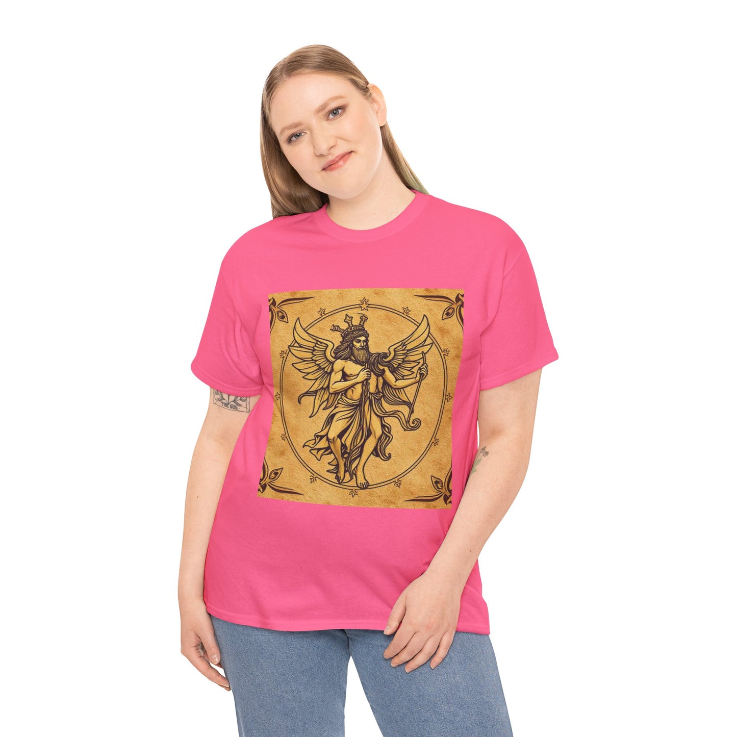 Unisex Heavy Cotton T-Shirt, Pencil Art v1, Gemini Zodiac Design
