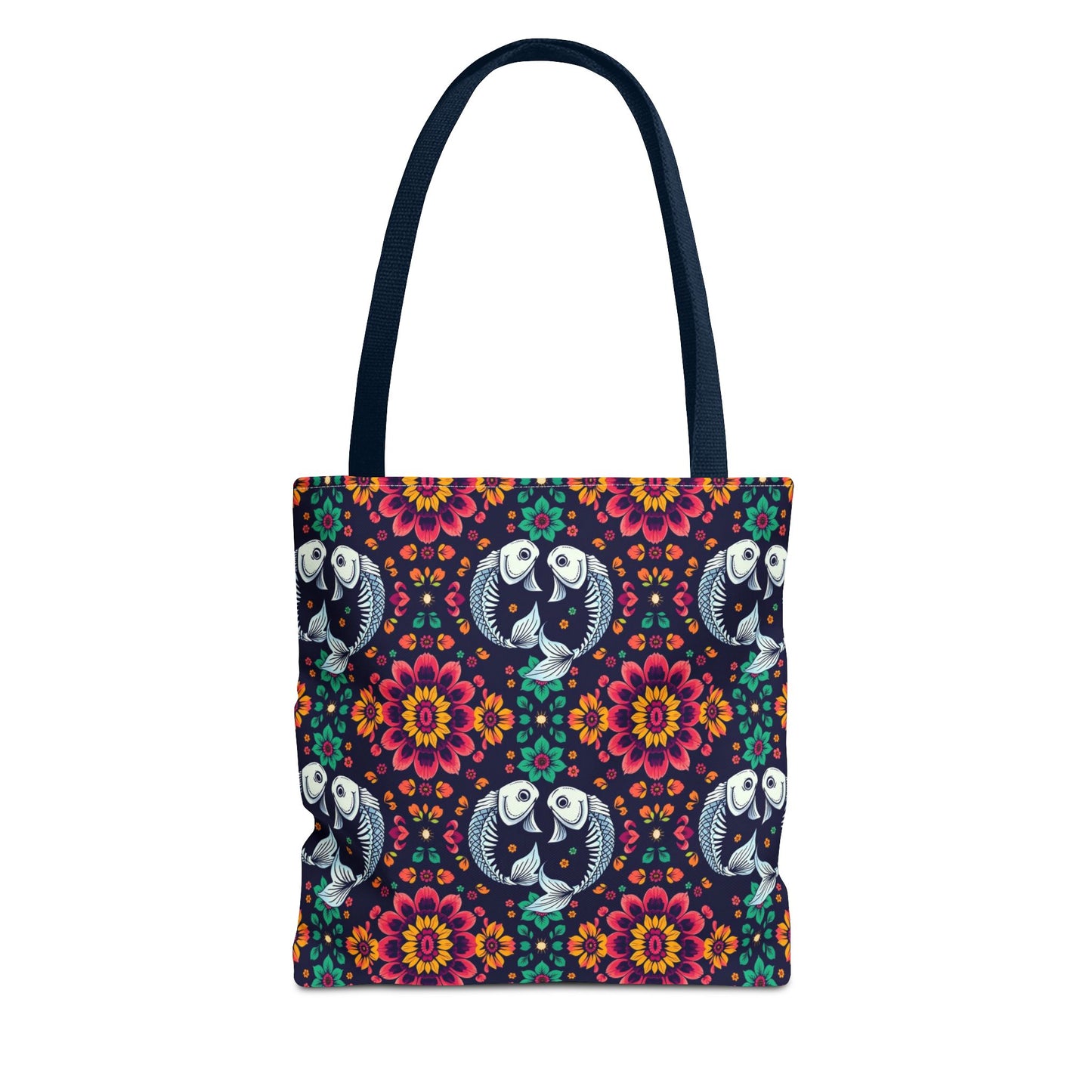 Tote Bag (AOP), Pisces, Zodiac v1, Flower Pattern
