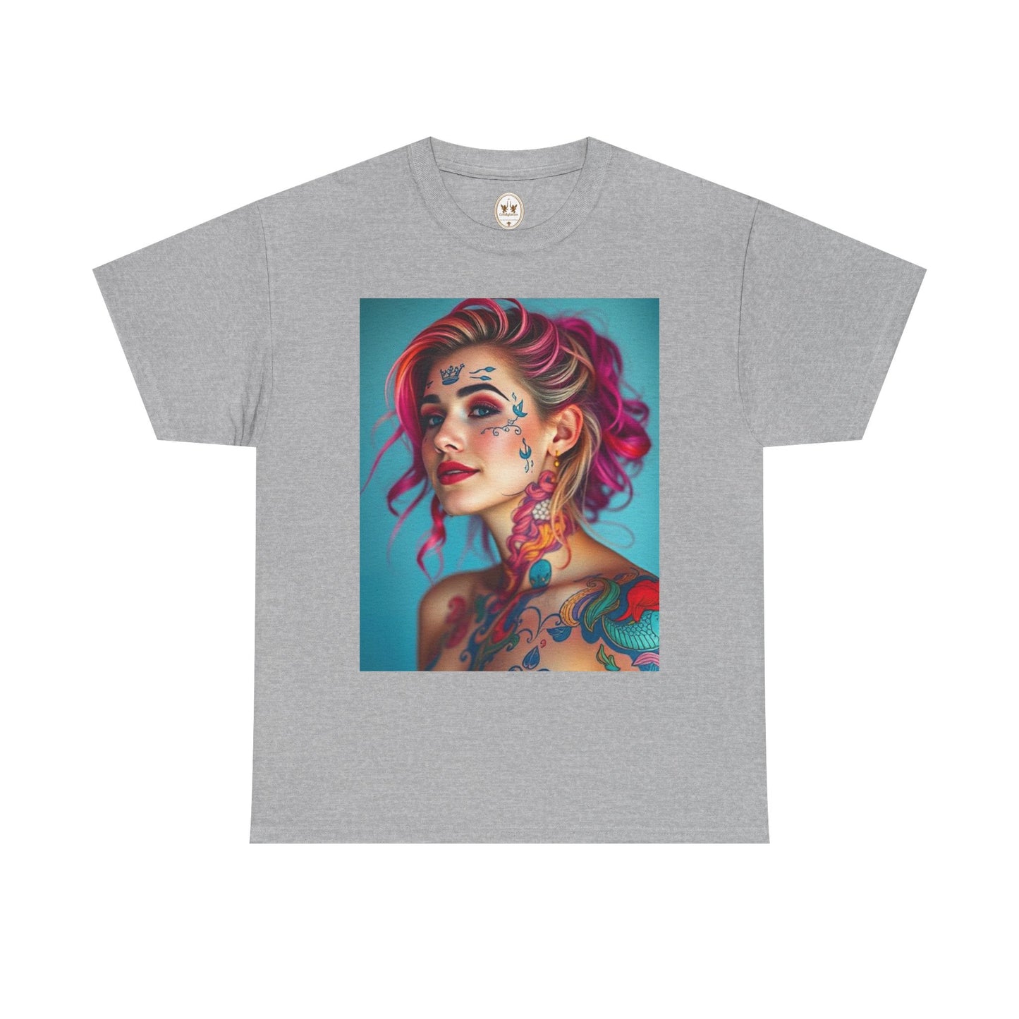 Unisex Heavy Cotton T-Shirt, Pisces, Zodiac v3, Sexy Art