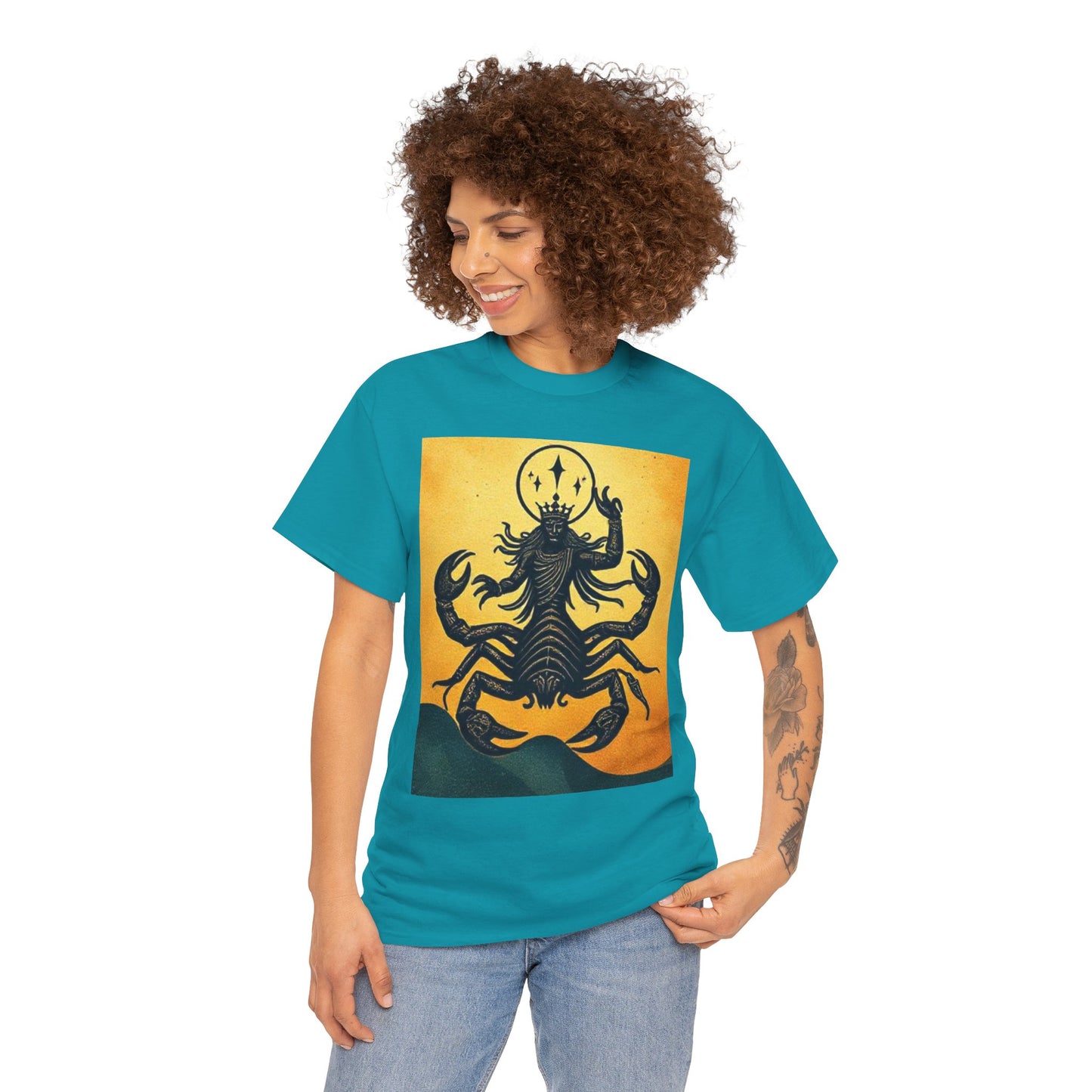 Unisex Heavy Cotton T-Shirt, Scorpion King, Print Art, Scorpio Zodiac Design