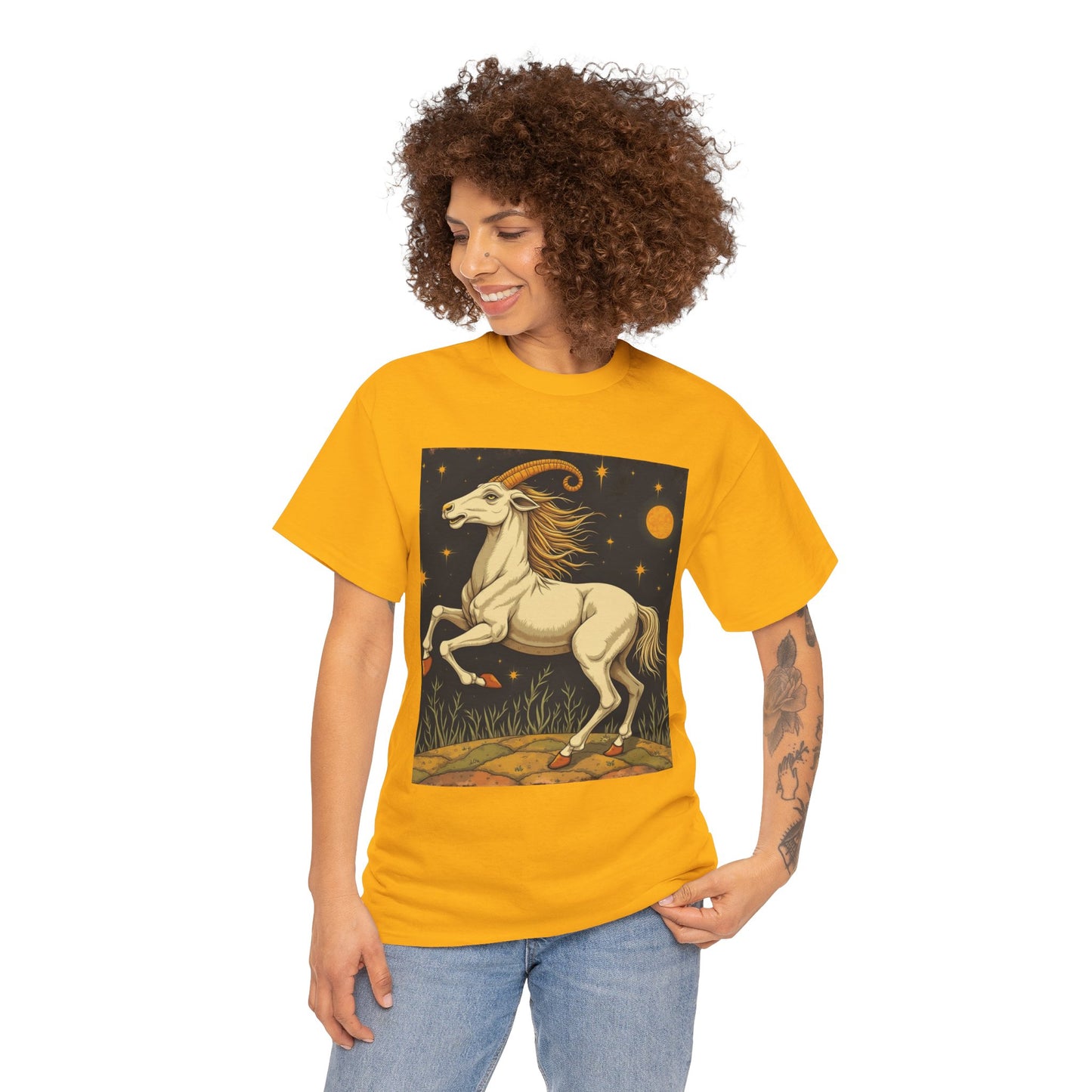 Unisex Heavy Cotton T-Shirt, Aries Animal, Zodiac Design
