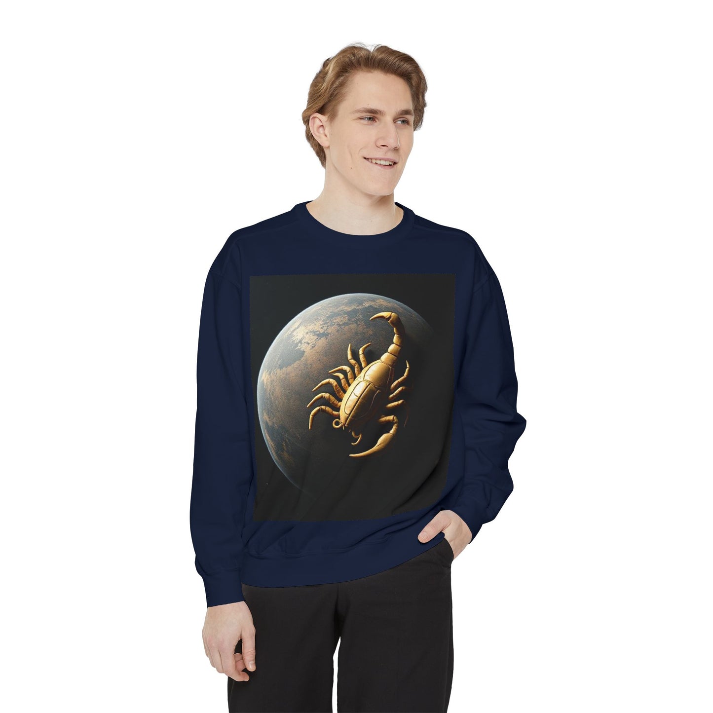 Garment-Dyed Sweatshirt, Unisex, Space Animal Design v1, Scorpio