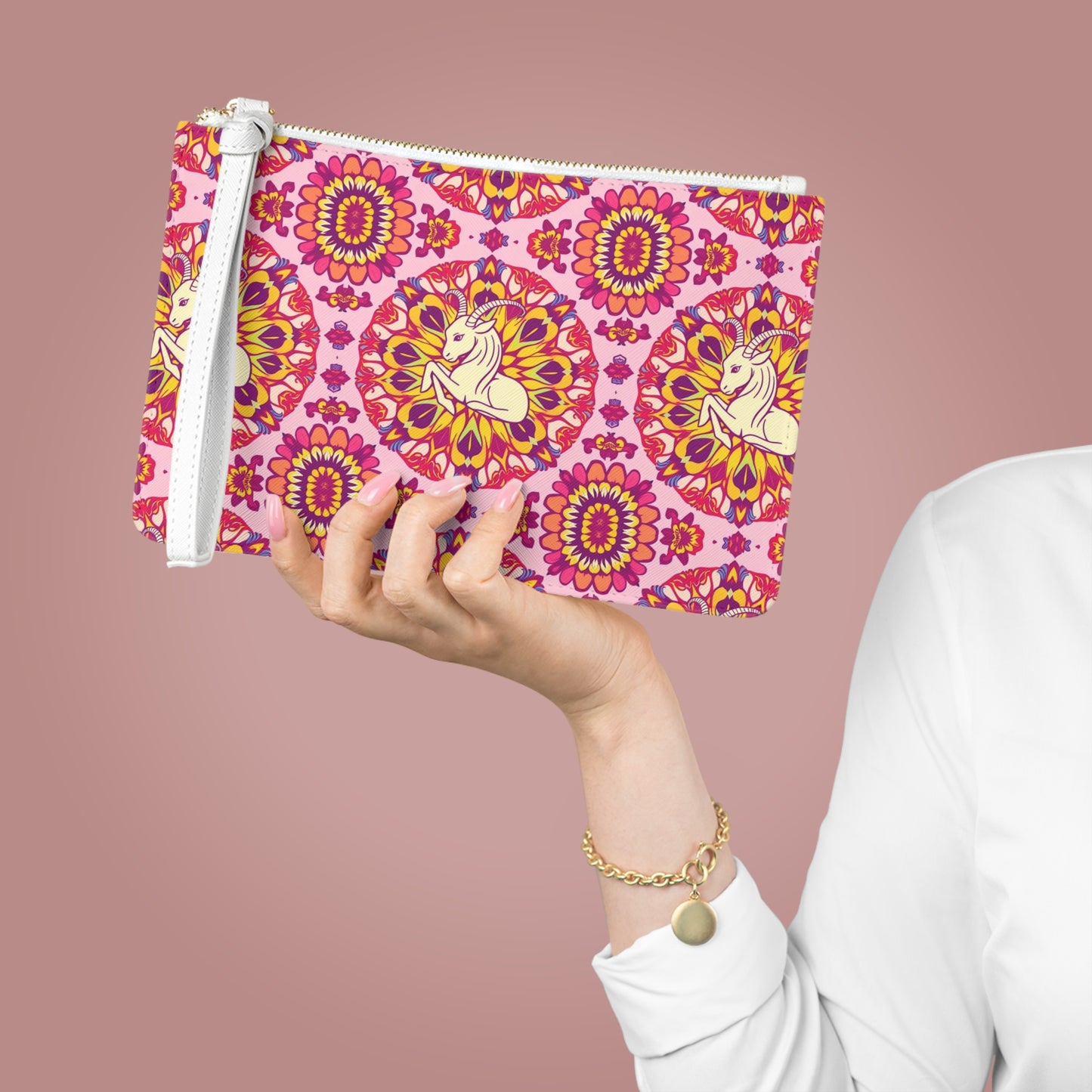 Clutch Bag, Capricorn, Zodiac, Flower Pattern