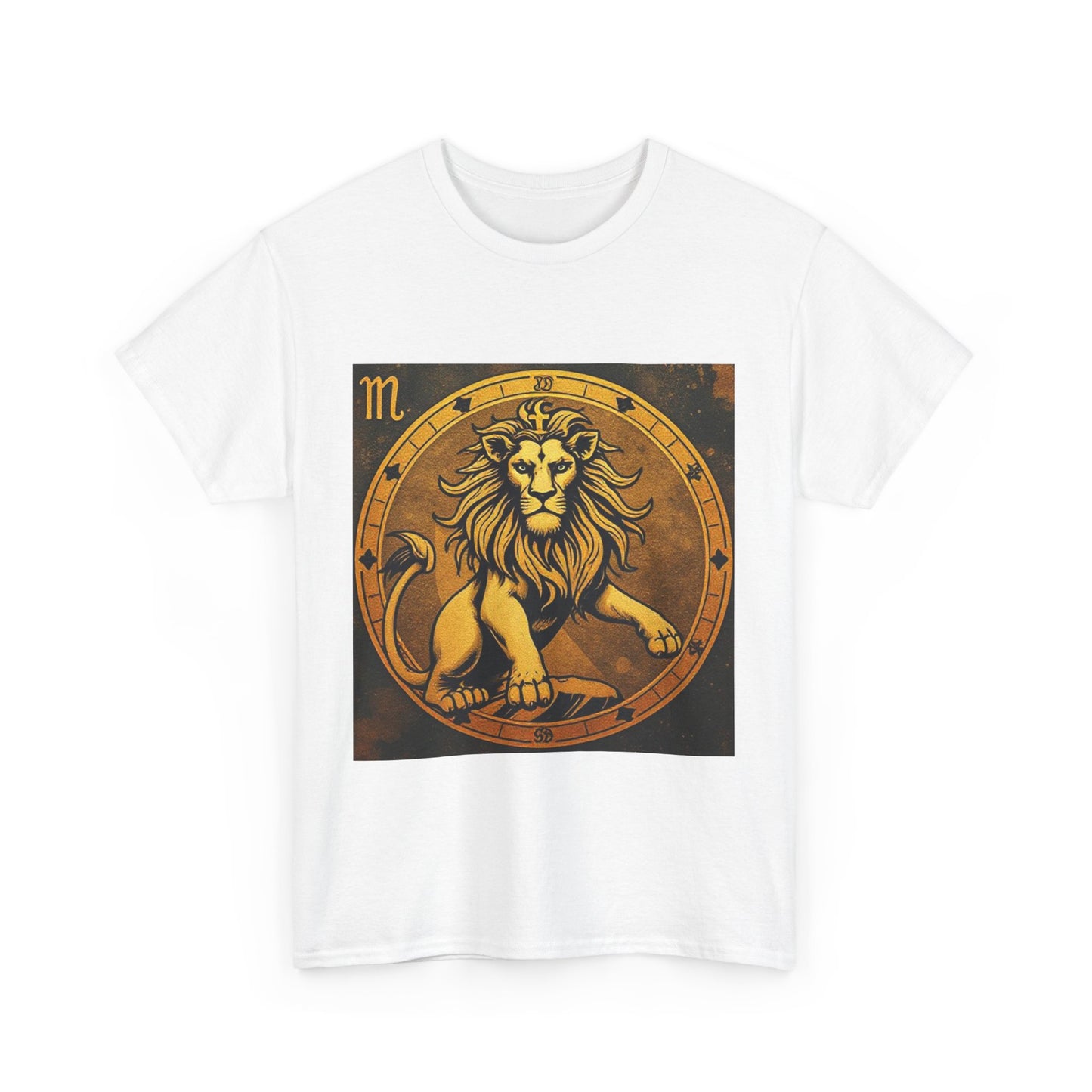 Unisex Heavy Cotton T-Shirt, Gold Lion v1, Leo Zodiac Design