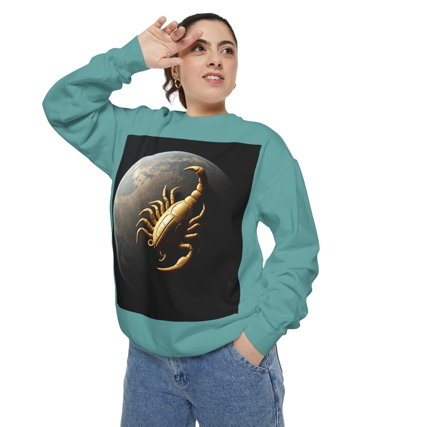 Garment-Dyed Sweatshirt, Unisex, Space Animal Design v1, Scorpio