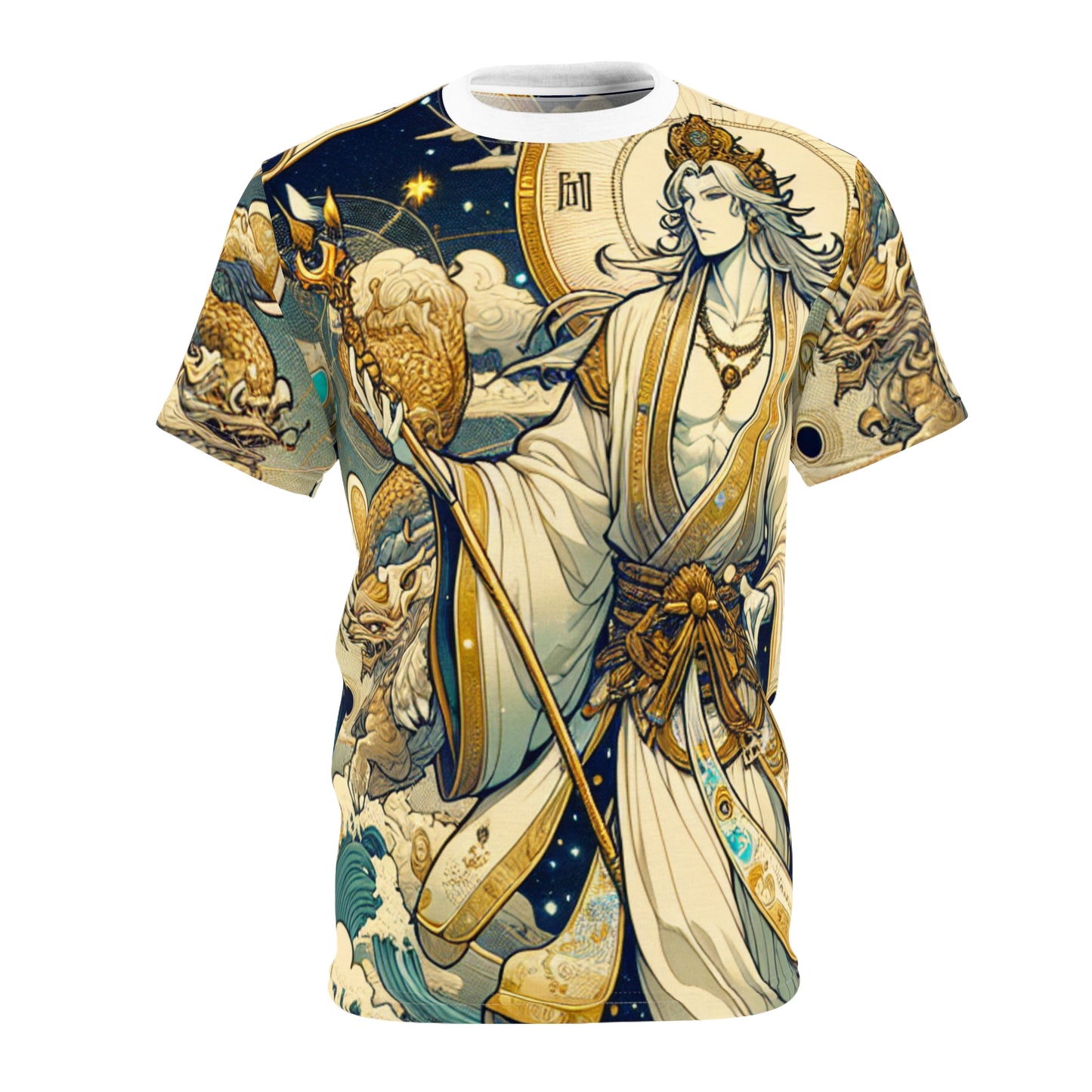 Unisex Cut & Sew T-Shirt (AOP), Anime Character, Capricorn Zodiac Design, Regular fit, 100% Polyester