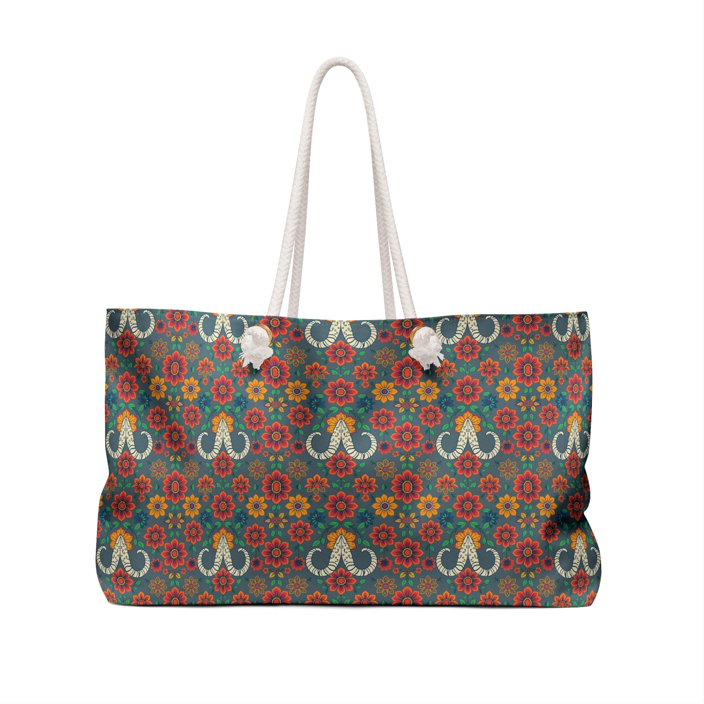 Weekender Bag, Aries, Zodiac v3, Flower Pattern