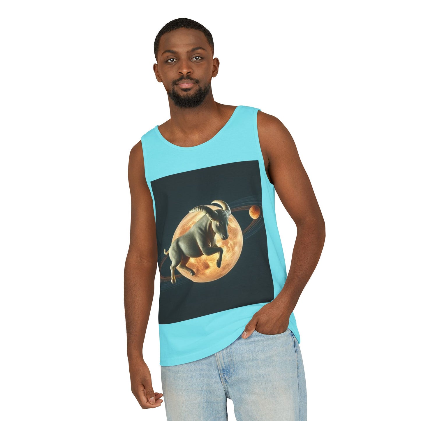 Unisex Garment-Dyed, Tank Top, Taurus Design, Planet Animal, 100% US cotton