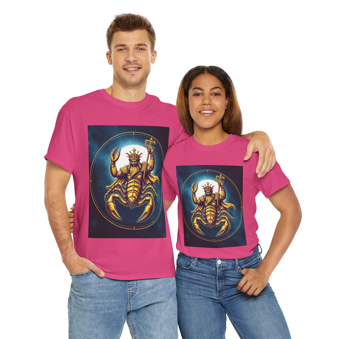 Unisex Heavy Cotton T-Shirt, Moon v1, Scorpio Zodiac Design