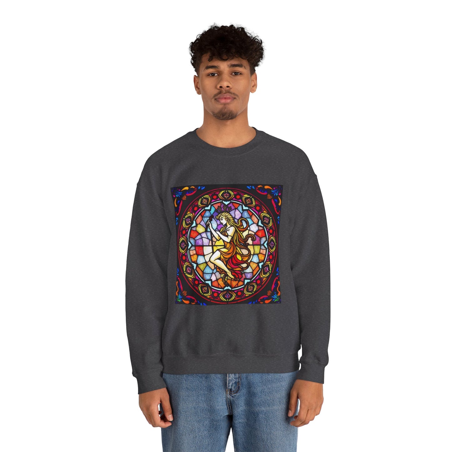 Unisex Heavy Blend™ Crewneck Sweatshirt, Glass, Virgo Zodiac Design