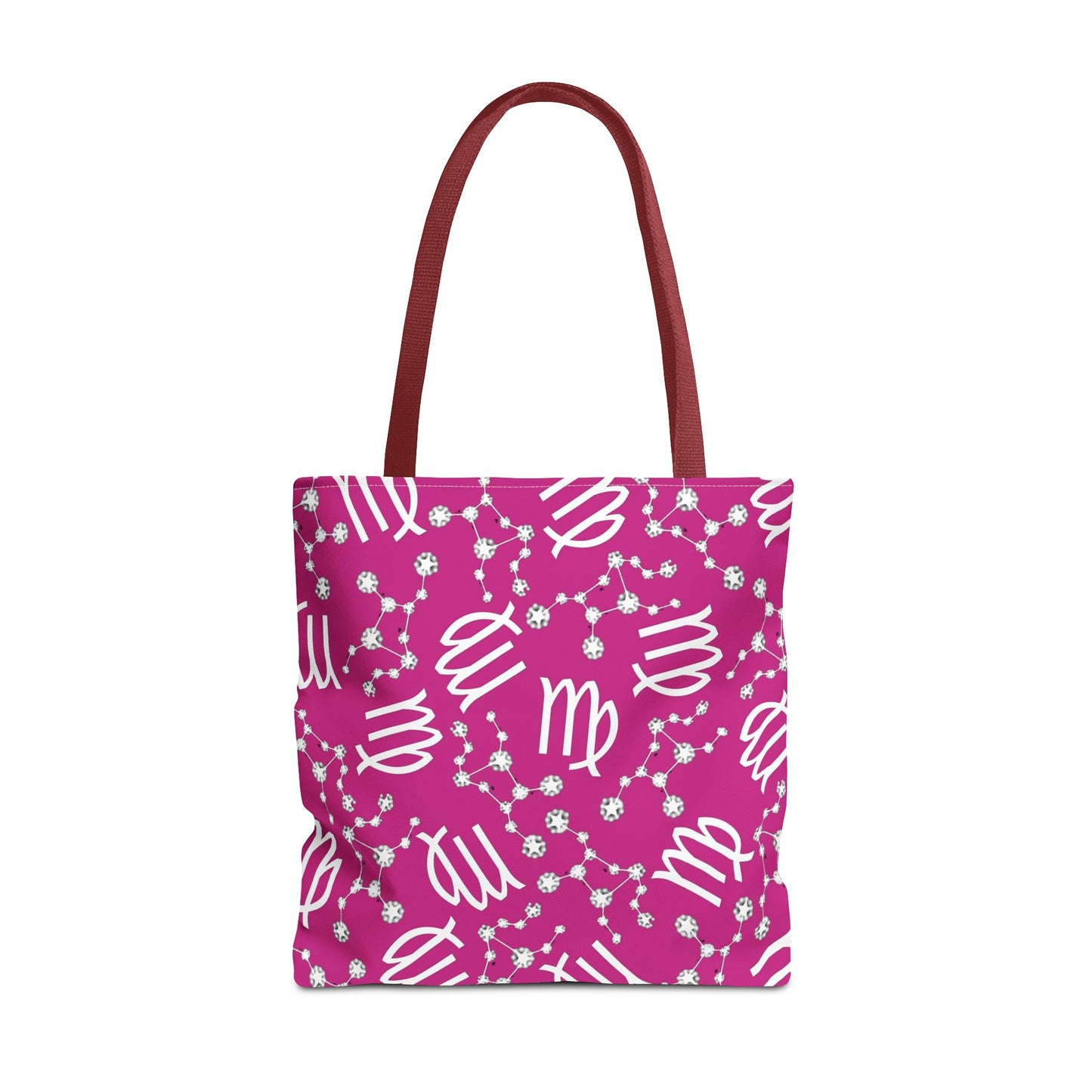 Tote Bag, Virgo Zodiac Sign, AOP, (Pink, White)