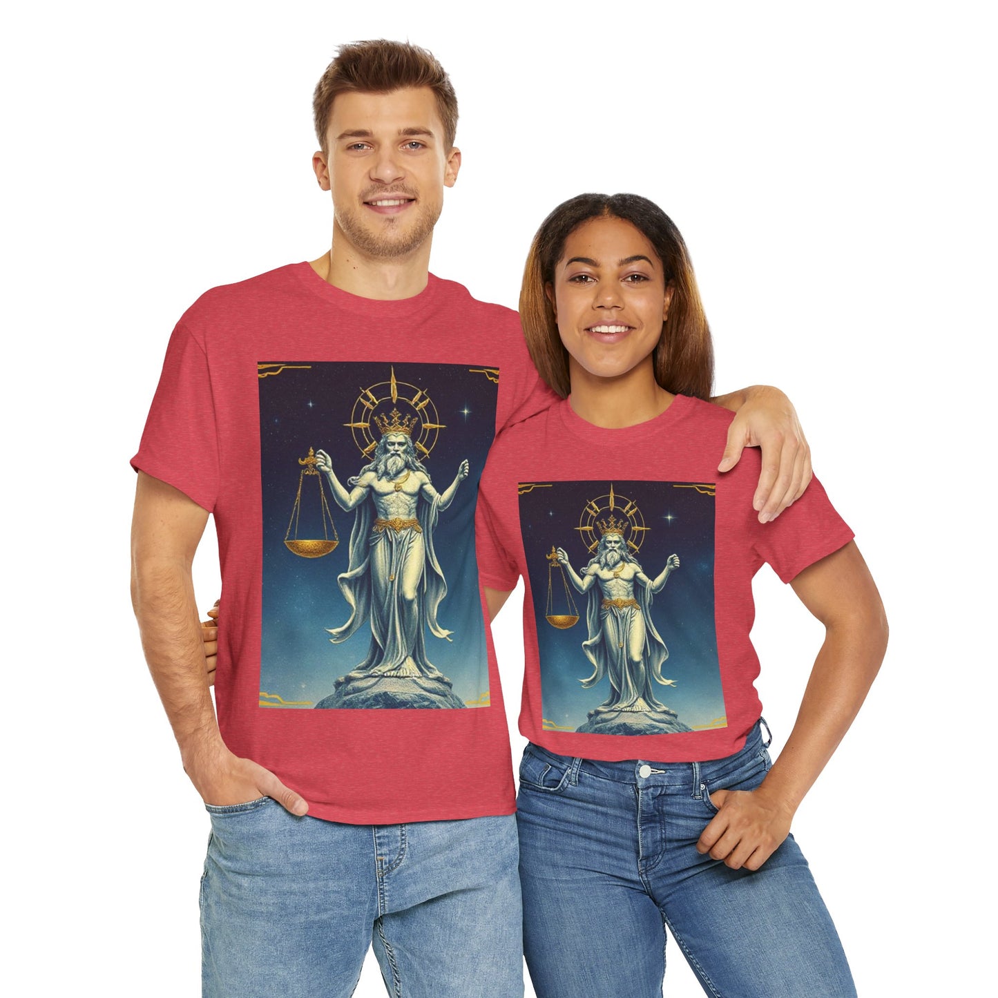 Unisex Heavy Cotton T-Shirt Space v2, Libra God, Zodiac Design