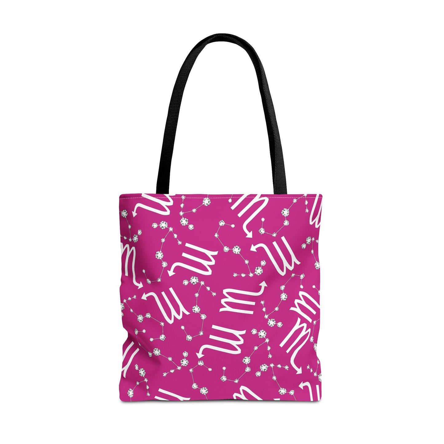 Tote Bag, Scorpio Zodiac Sign, AOP, (Pink, White)