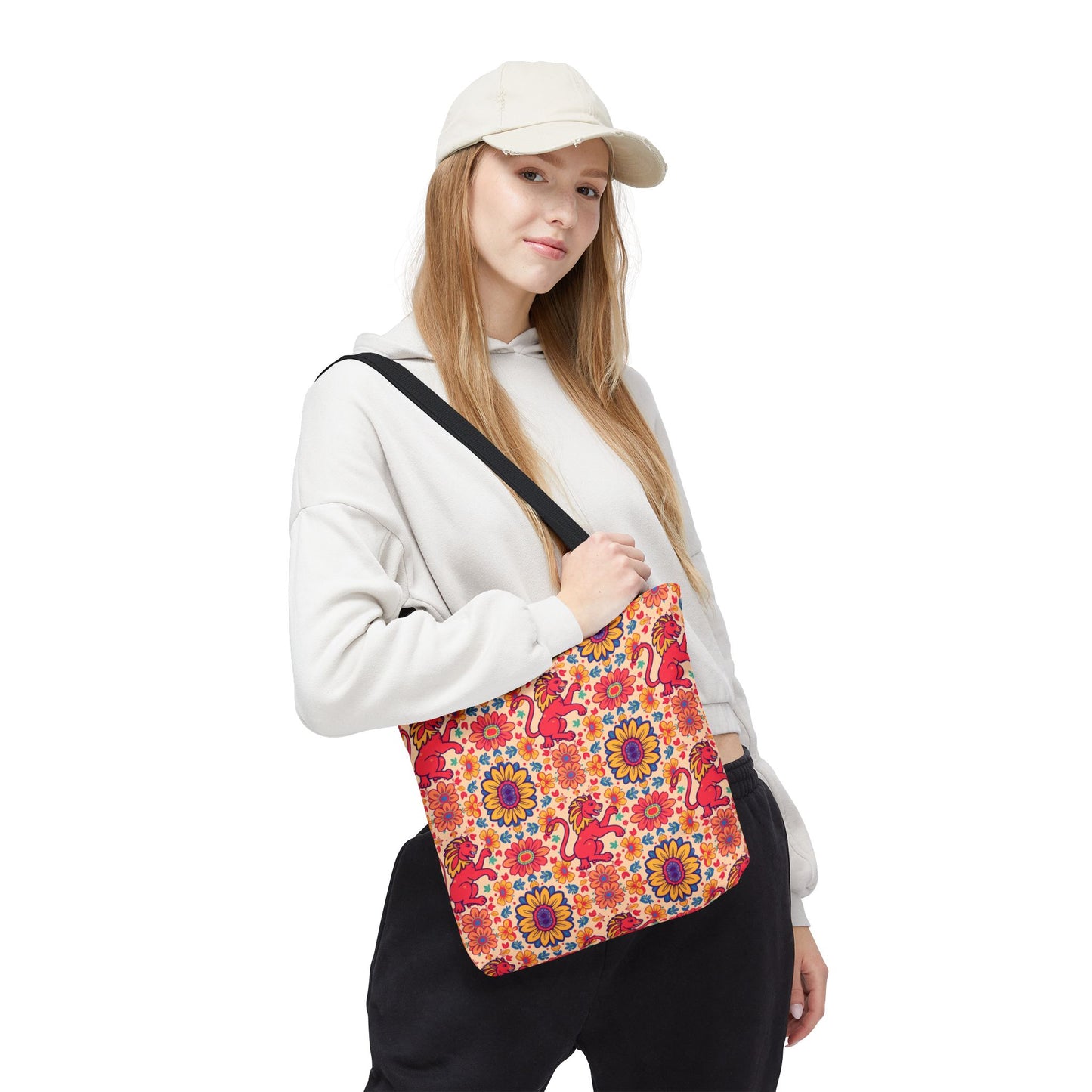 Tote Bag (AOP), Leo, Zodiac v2, Flower Pattern
