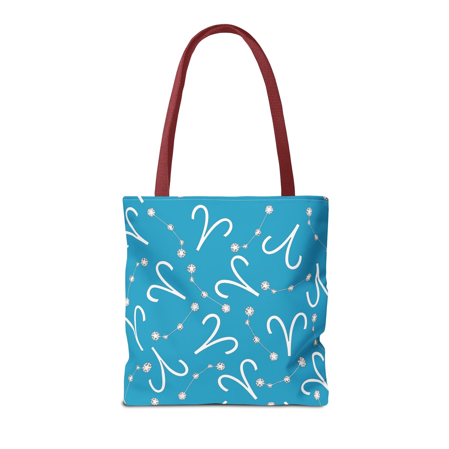 Tote Bag, Aries Zodiac Sign, AOP, (Turquoise, White)