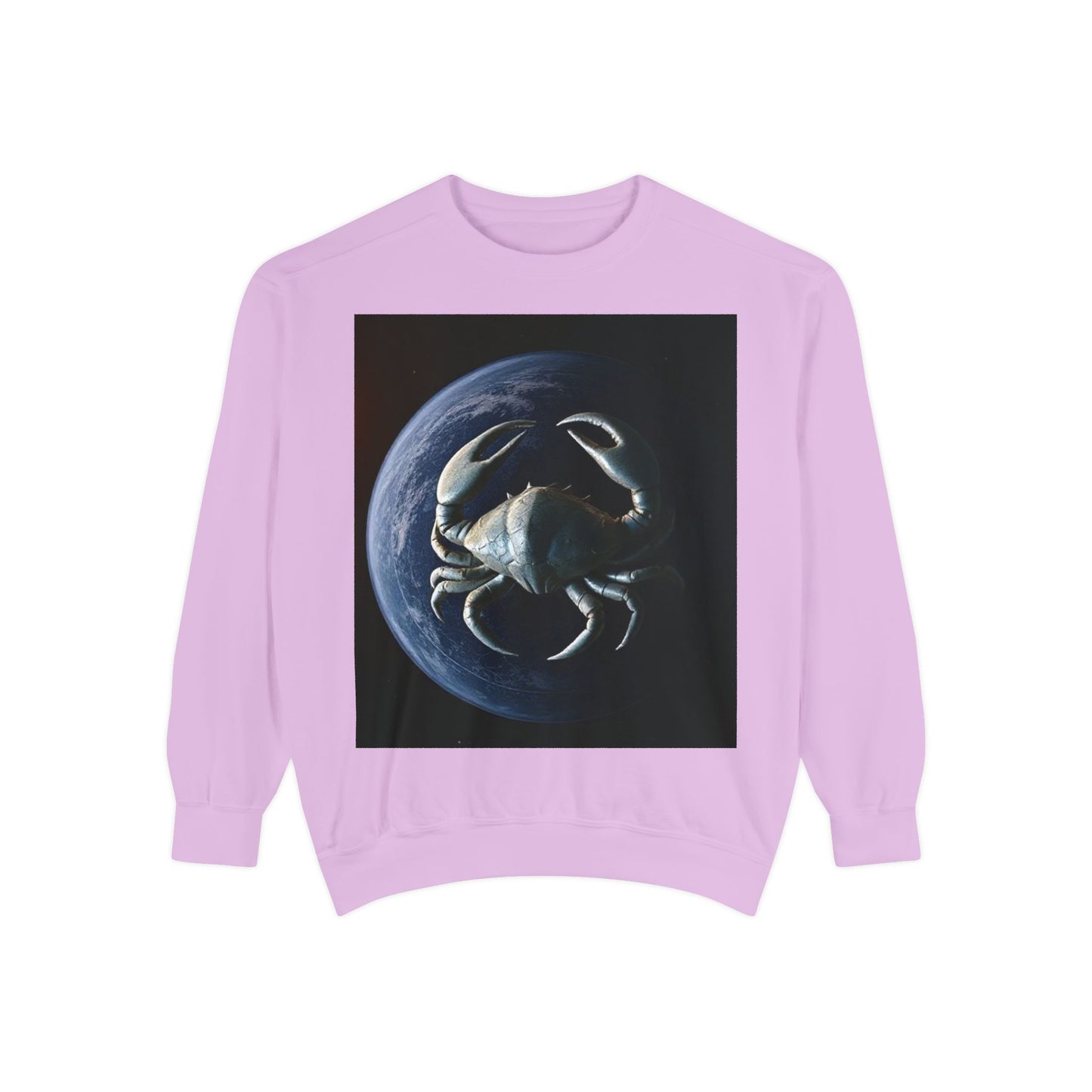 Garment-Dyed Sweatshirt, Unisex, Space Animal Design, Cancer