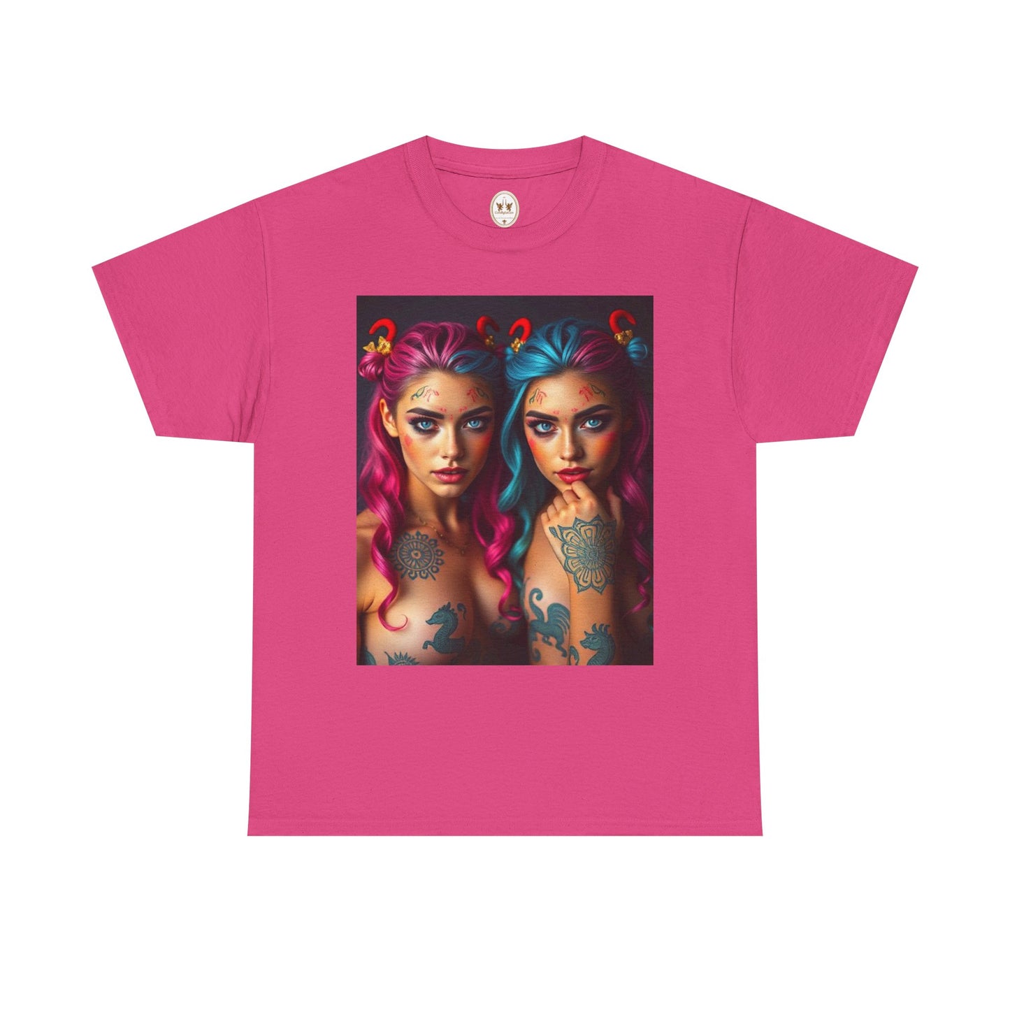 Unisex Heavy Cotton T-Shirt, Gemini, Zodiac v1, Sexy Art