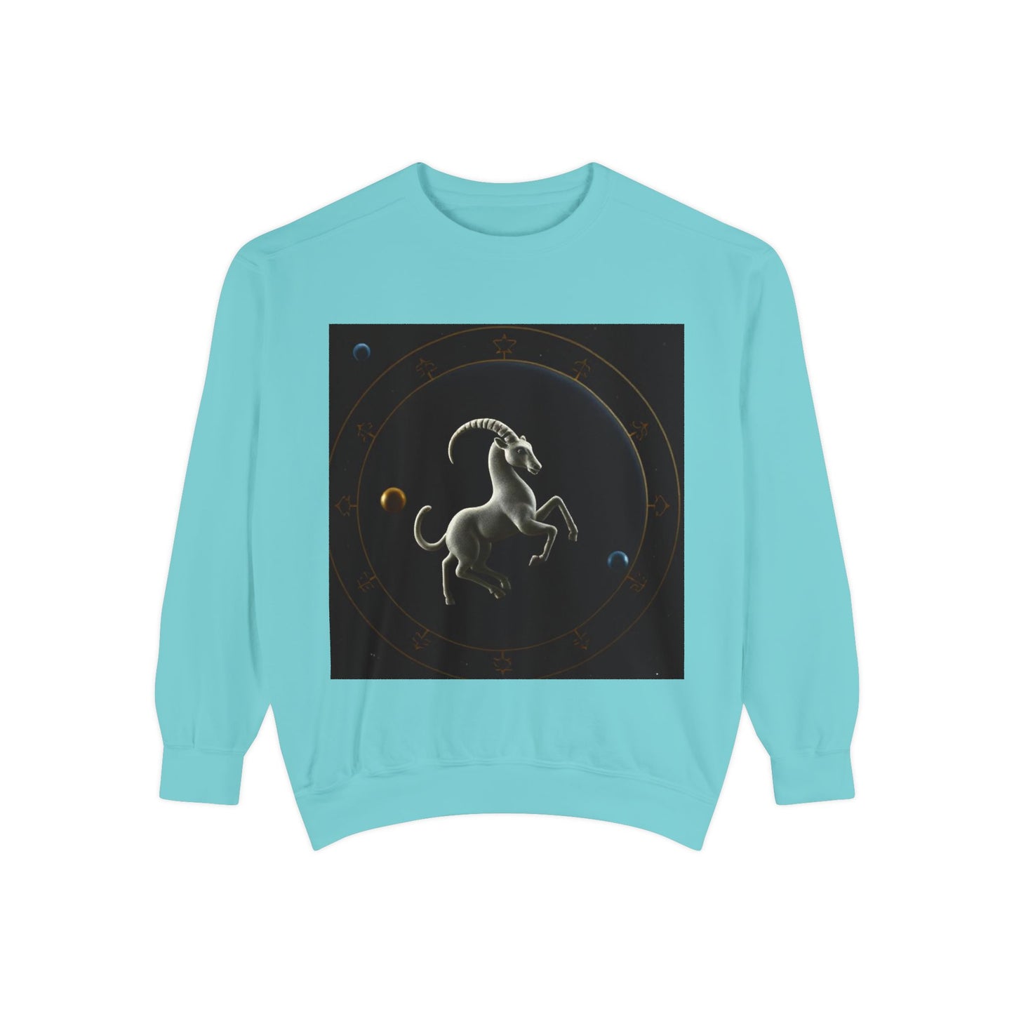 Garment-Dyed Sweatshirt, Unisex, Space Animal Design v1, Capricorn