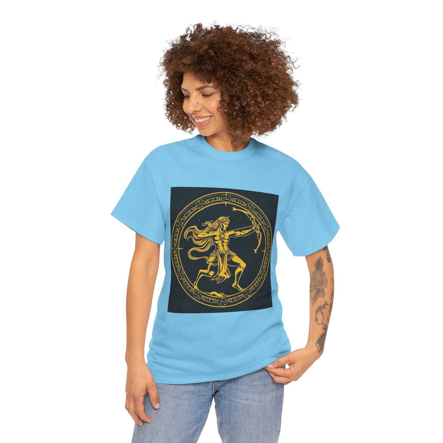 Unisex Heavy Cotton T-Shirt, Mythical Faun/Satyr, Sagittarius Zodiac Design