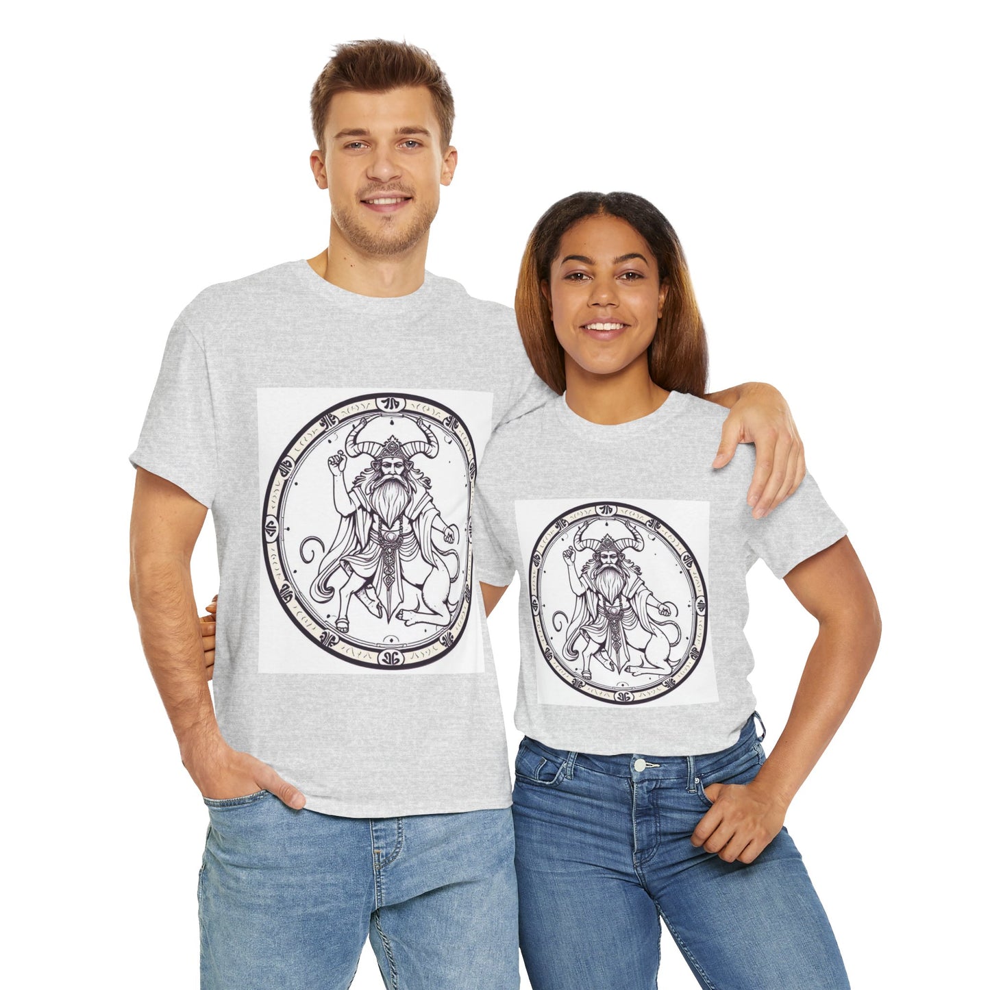 Unisex Heavy Cotton T-Shirt, Bull Centaur v1, Taurus Zodiac Design