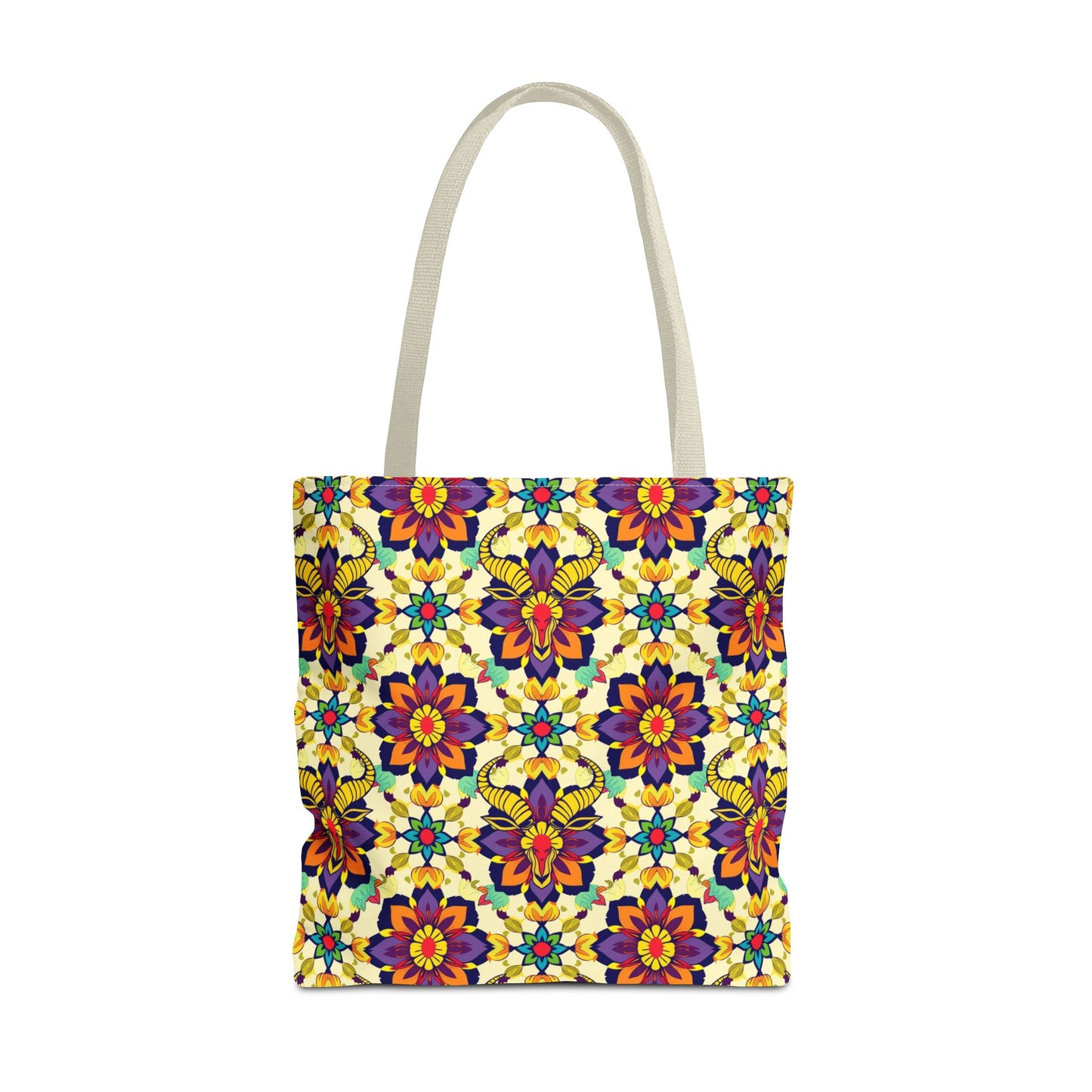 Tote Bag, (AOP), Taurus, Zodiac v5, Flower Pattern