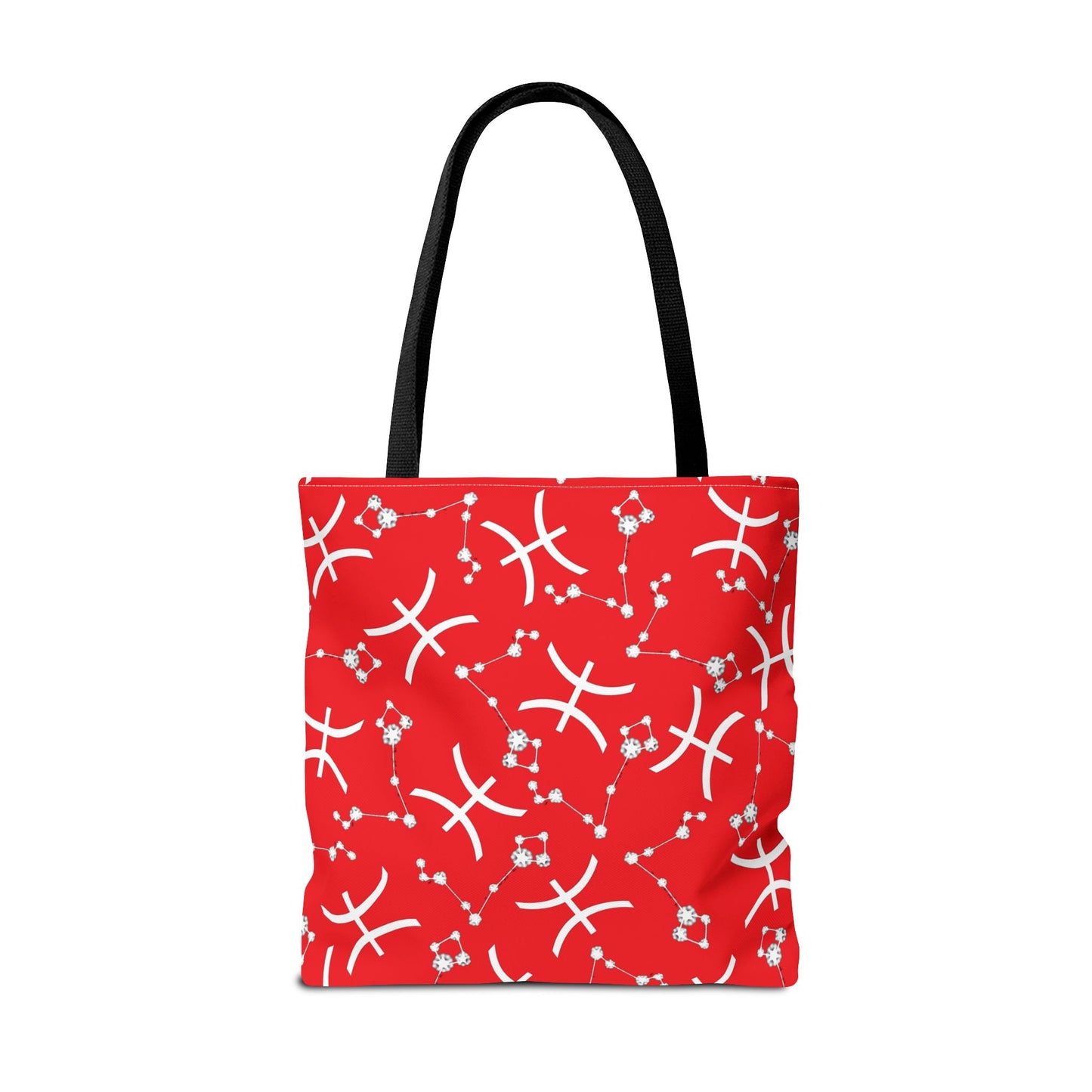 Tote Bag, Pisces Zodiac Sign, AOP, (Red, White)