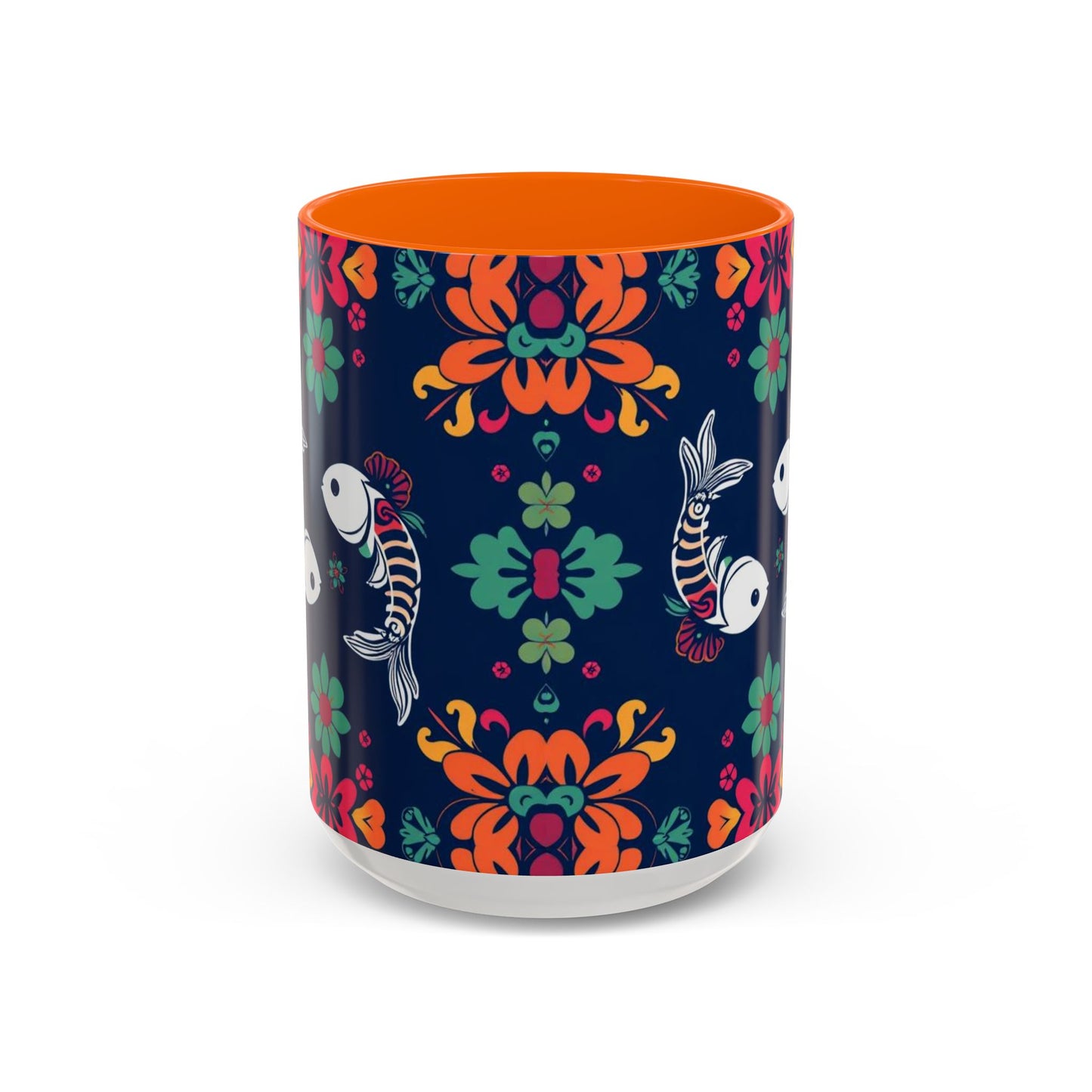 Accent Coffee Mug, Pisces, Zodiac. Flower Pattern, (11, 15oz)