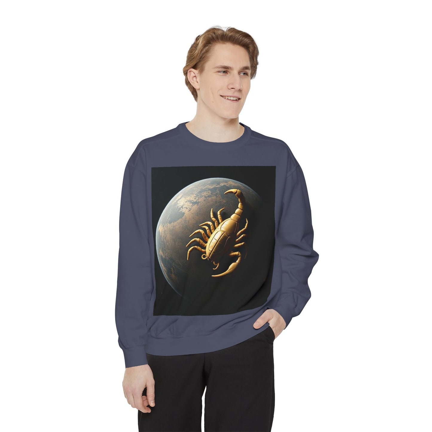 Garment-Dyed Sweatshirt, Unisex, Space Animal Design v1, Scorpio