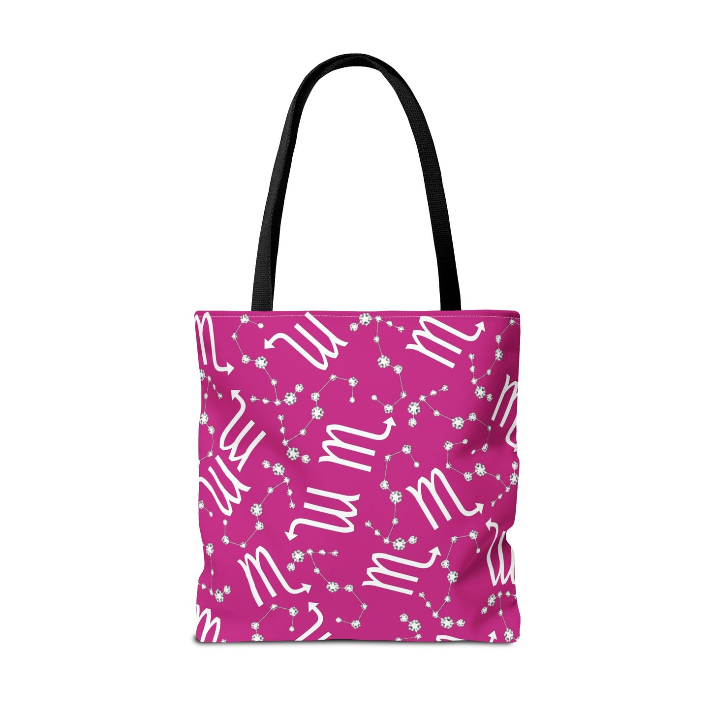 Tote Bag, Scorpio Zodiac Sign, AOP, (Pink, White)