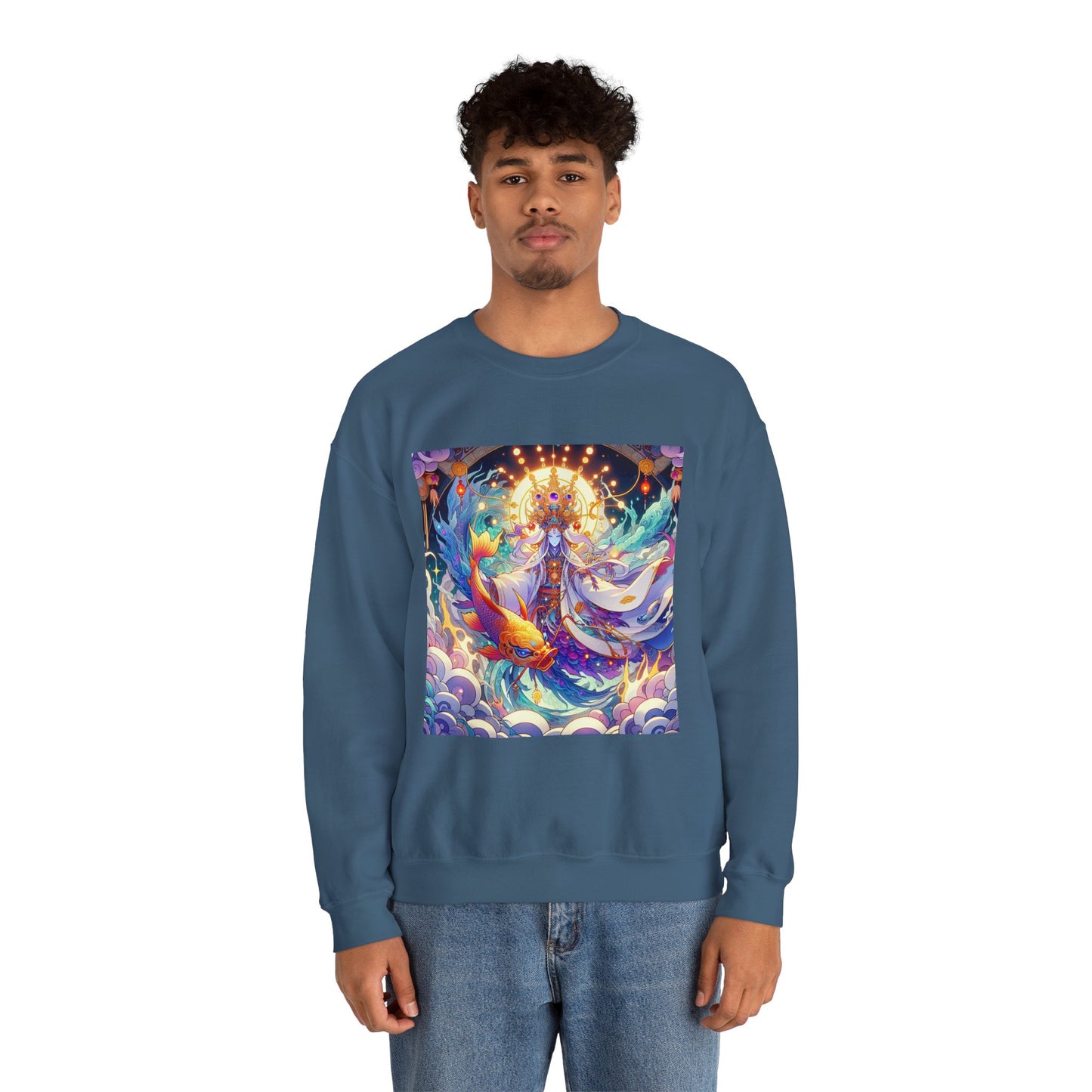 Unisex Heavy Blend™ Crewneck Sweatshirt, Anime Pisces King, Zodiac Design