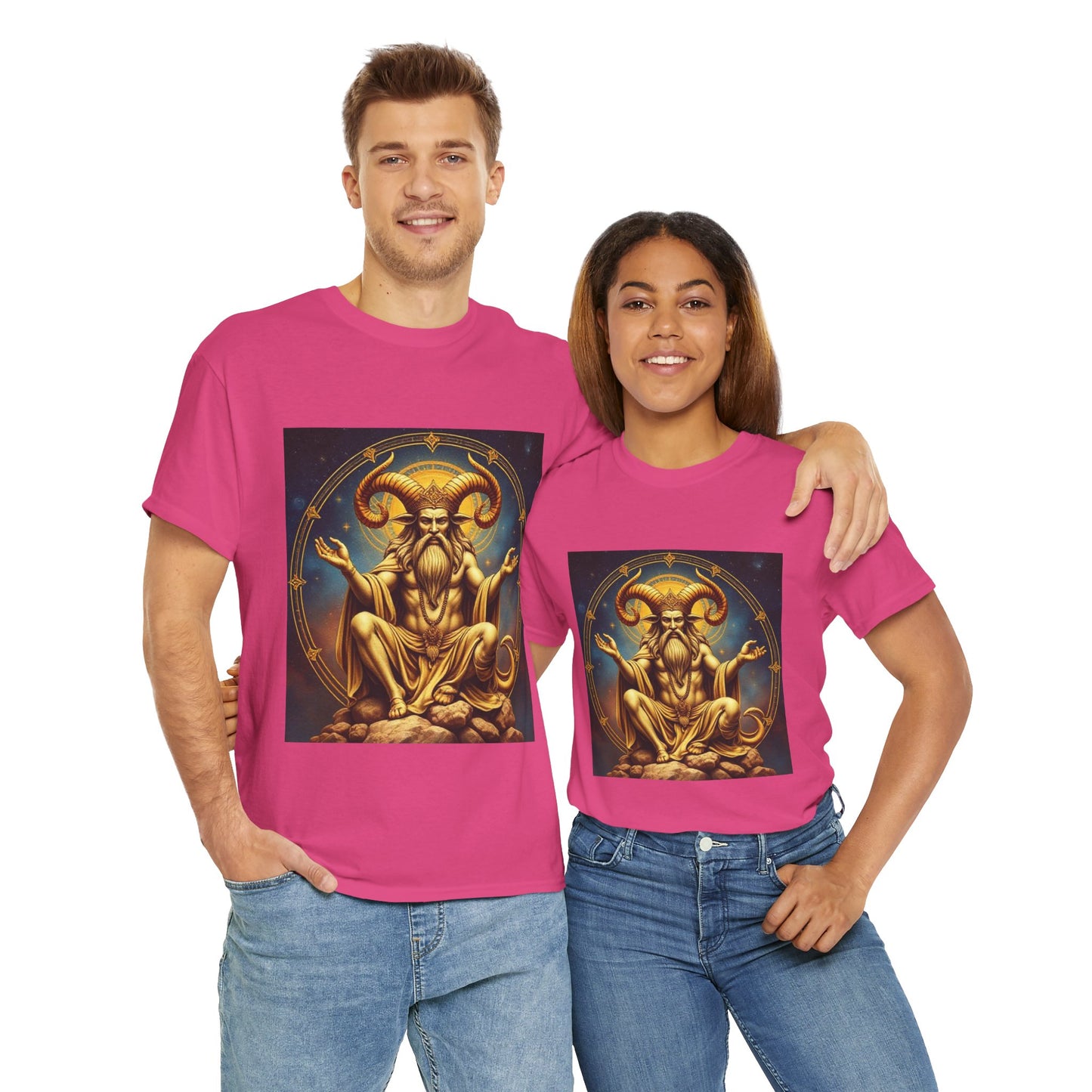 Unisex Heavy Cotton T-Shirt, On The Throne, Taurus Zodiac Design