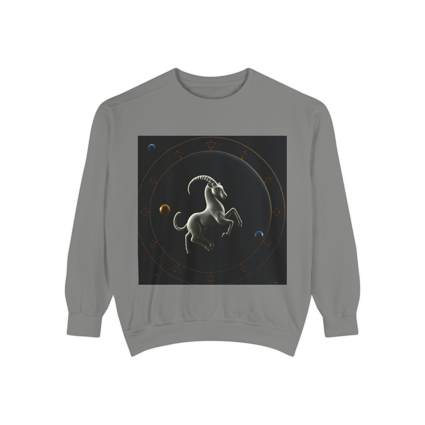 Garment-Dyed Sweatshirt, Unisex, Space Animal Design v1, Capricorn