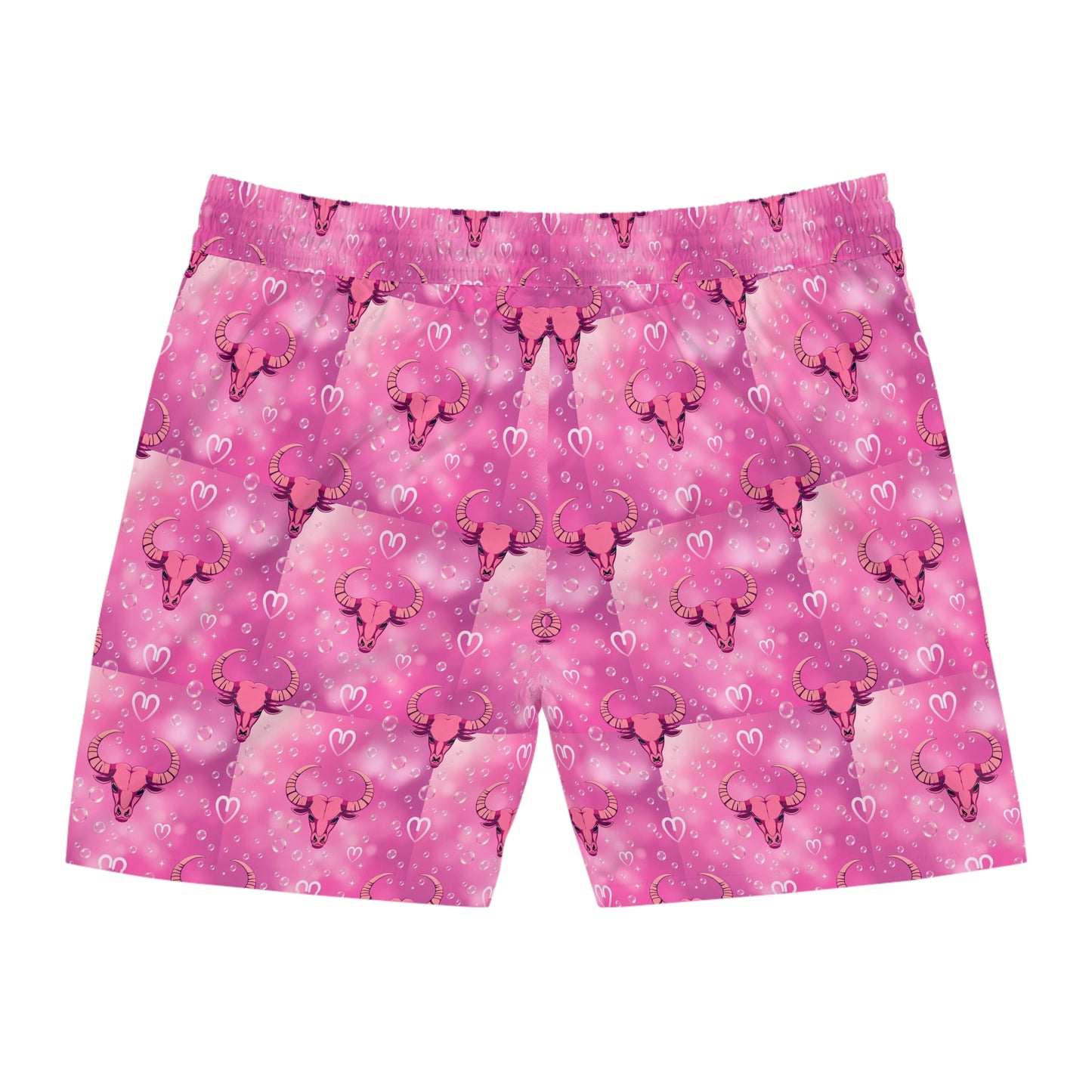 Men's Mid-Length Swim Shorts, (AOP), Taurus, Zodiac, Bubble Pattern
