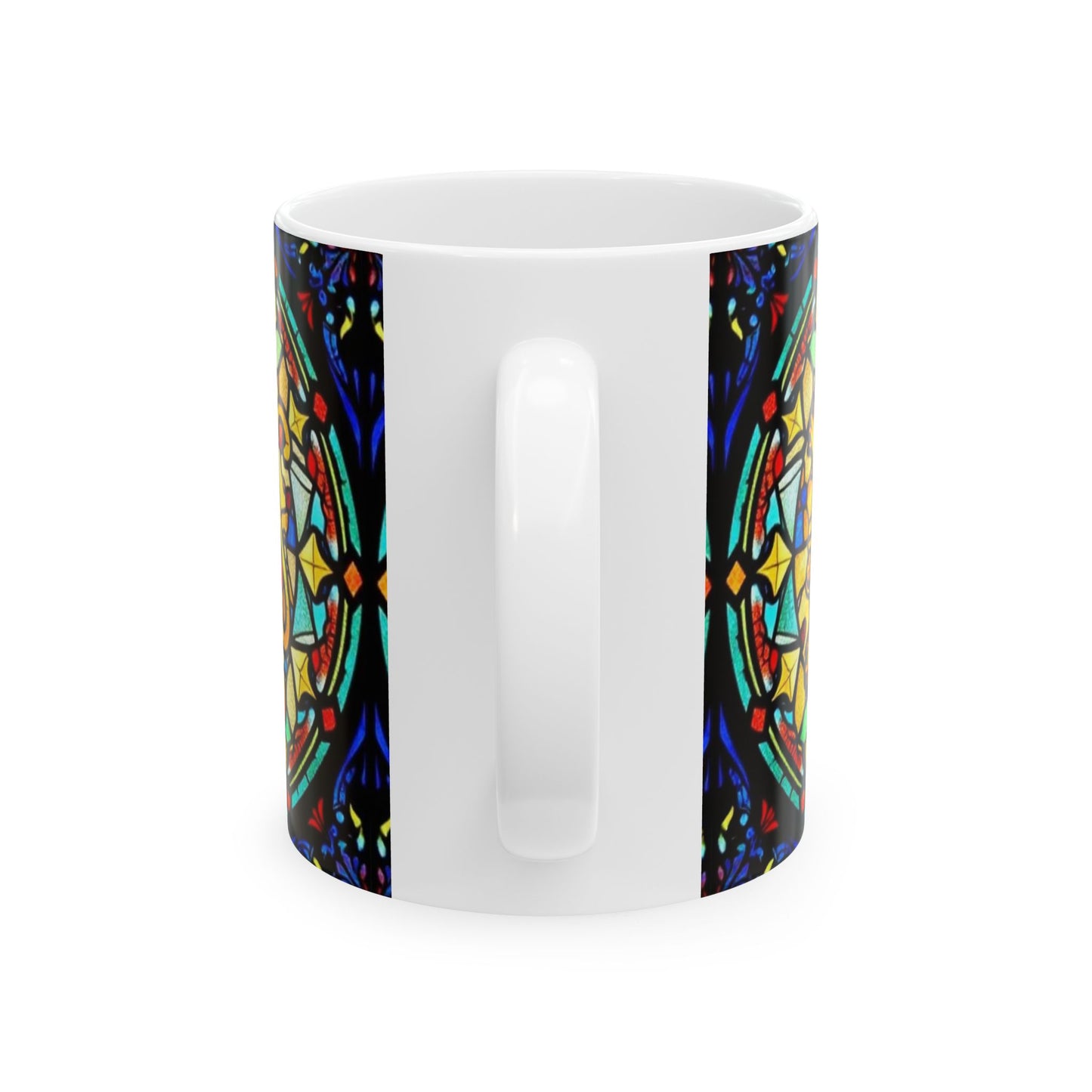 Ceramic Mug, (11oz, 15oz), Glass Design v1, AOP, Leo Zodiac Sign