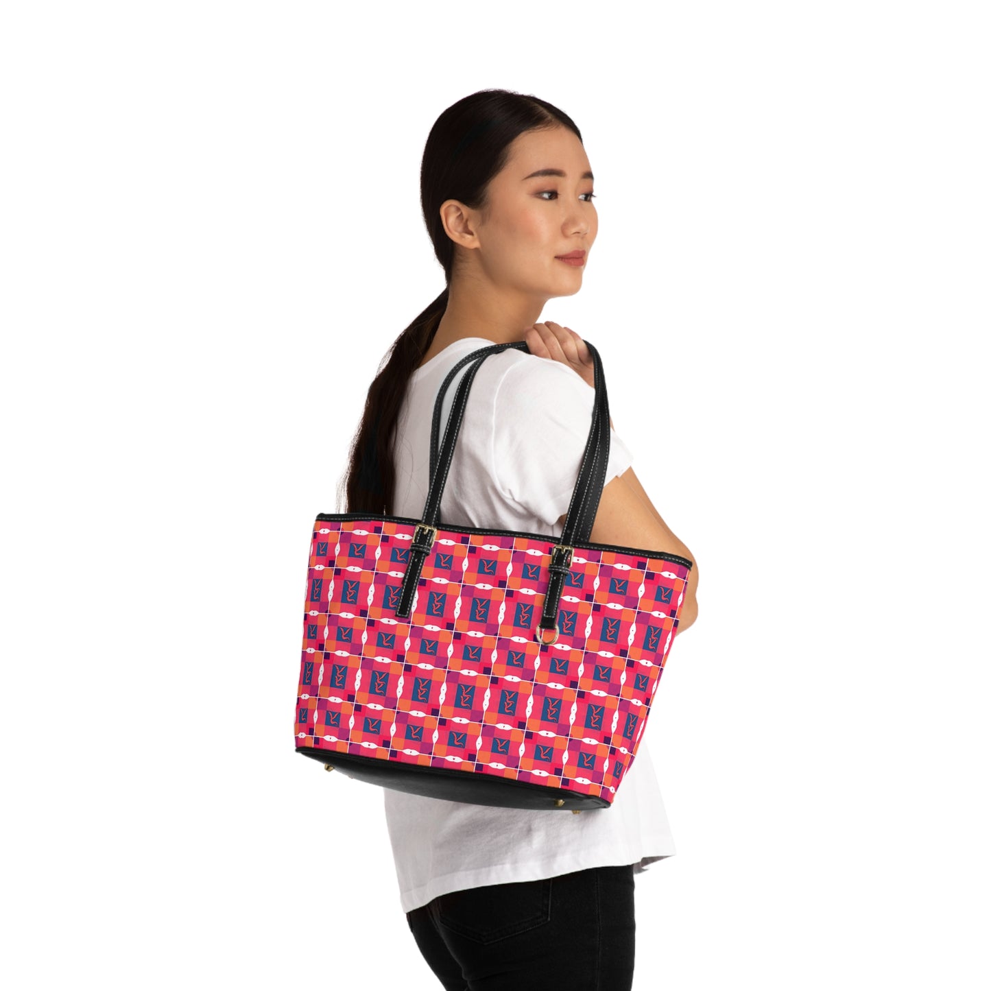 Leather Shoulder Bag, Sagittarius, Zodiac v1, Shapes Pattern