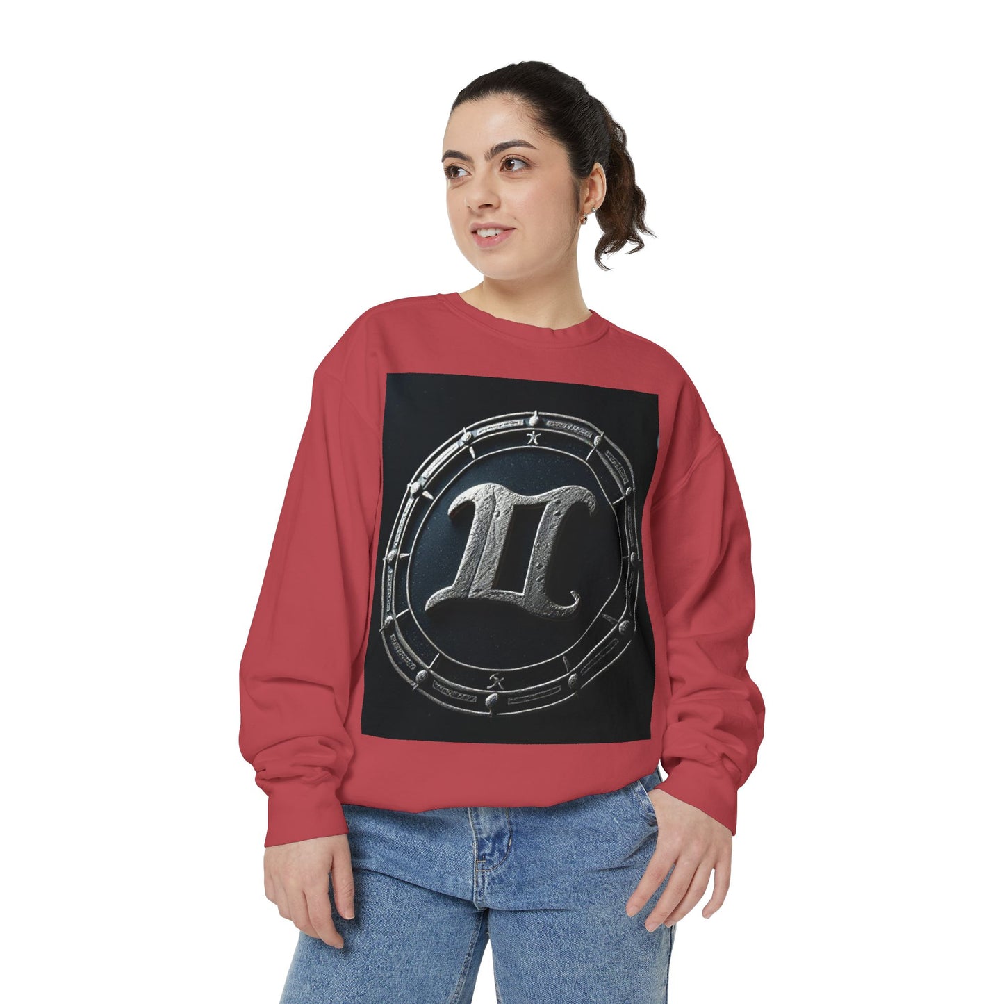 Garment-Dyed Sweatshirt, Unisex, Space Symbol Design v1, Gemini