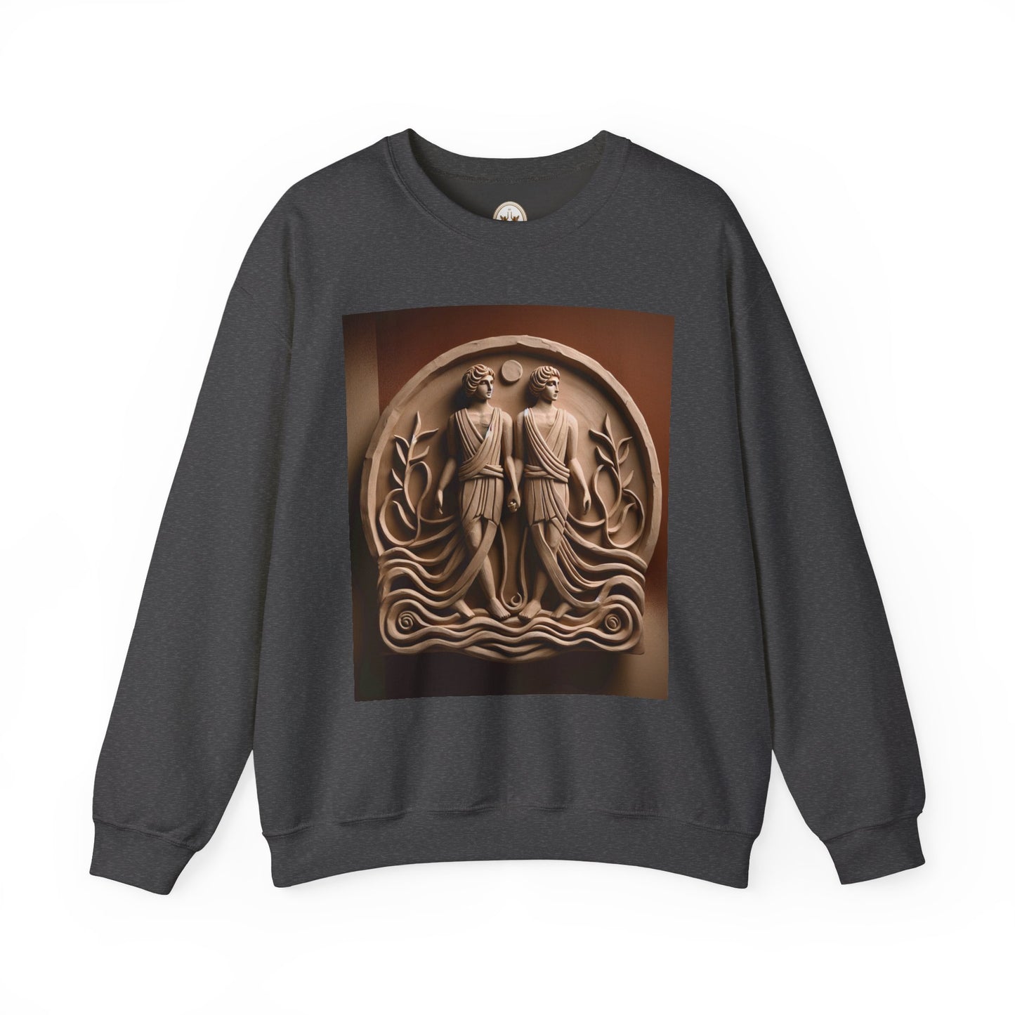 Unisex Heavy Blend™ Crewneck Sweatshirt, Stone Twins, Gemini Zodiac Design