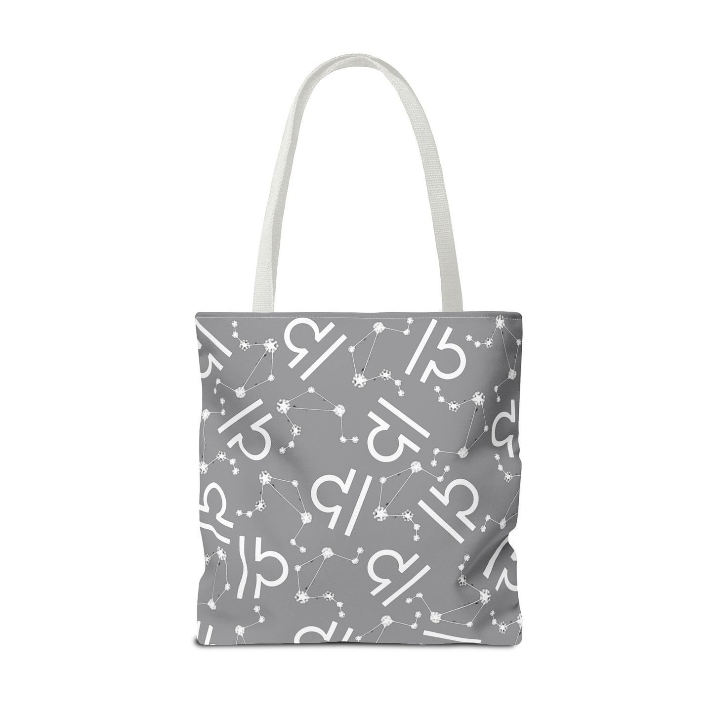 Tote Bag, Libra Zodiac Sign, AOP, (Grey, White)