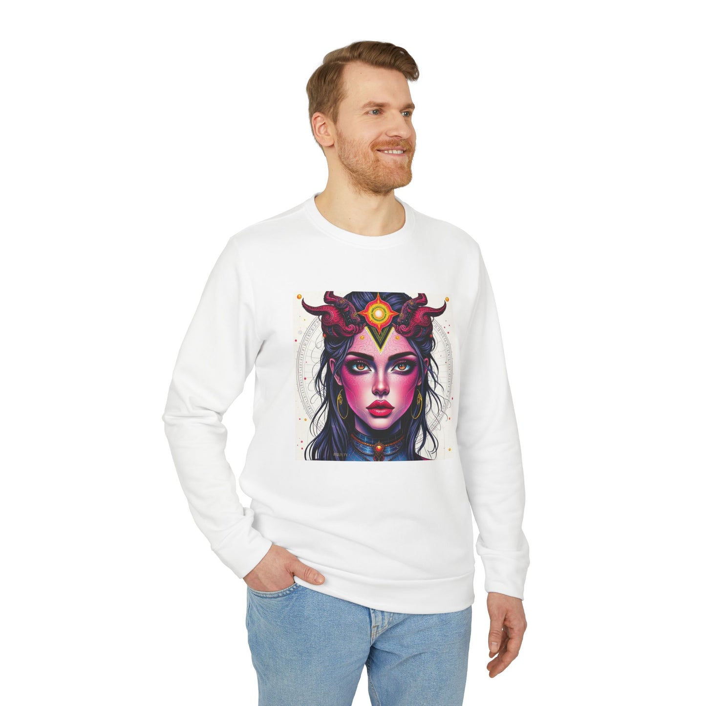 Adidas, Unisex Fleece Crewneck Sweatshirt, Virgo, Pop Art v1, Zodiac