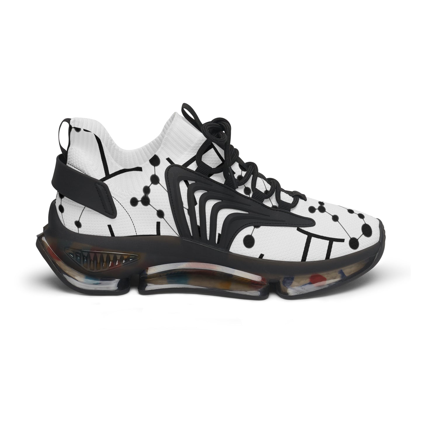 Women's Mesh Sneakers, Constellation & Symbol, Gemini Zodiac Sign, AOP