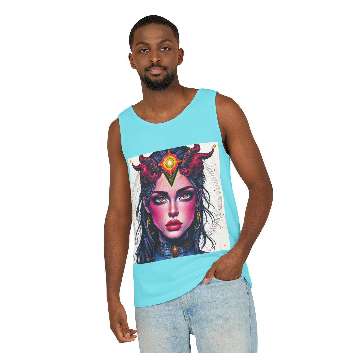 Unisex Garment-Dyed, Tank Top, Virgo Design, Pop Art, 100% US cotton