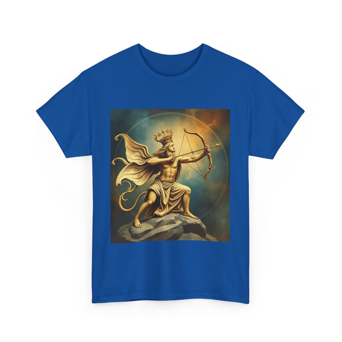 Unisex Heavy Cotton T-Shirt, Sagittarius King, Bow & Arrow, Zodiac Design