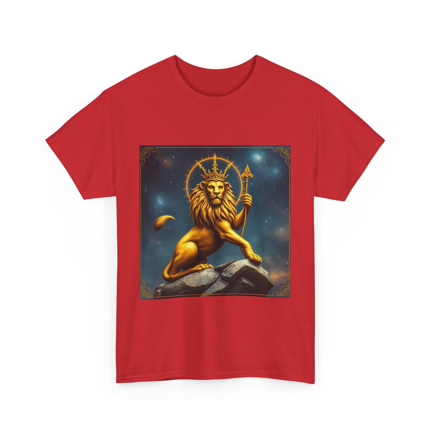 Unisex Heavy Cotton T-Shirt, King of Lions, Leo Zodiac Design